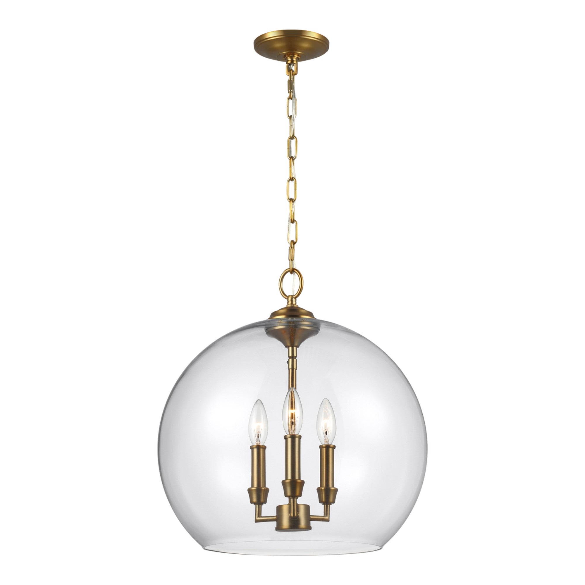 Lawler 16" Orb Pendant, Burnished Brass Finish - Bees Lighting