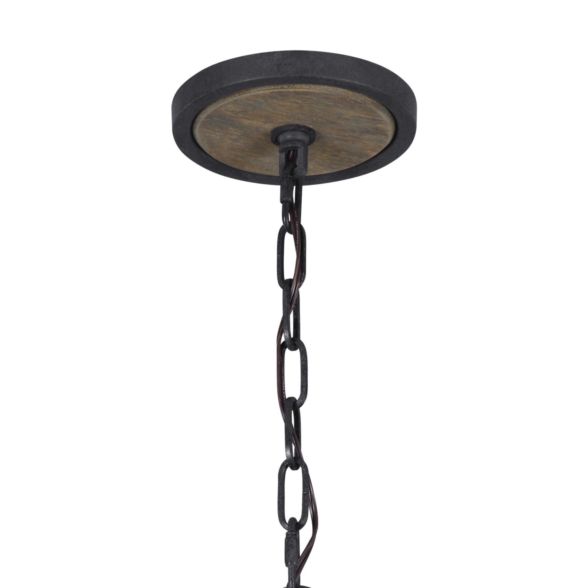 Allier 38" 6-Light Large Pendant, Weathered Oak Wood Finish - Bees Lighting