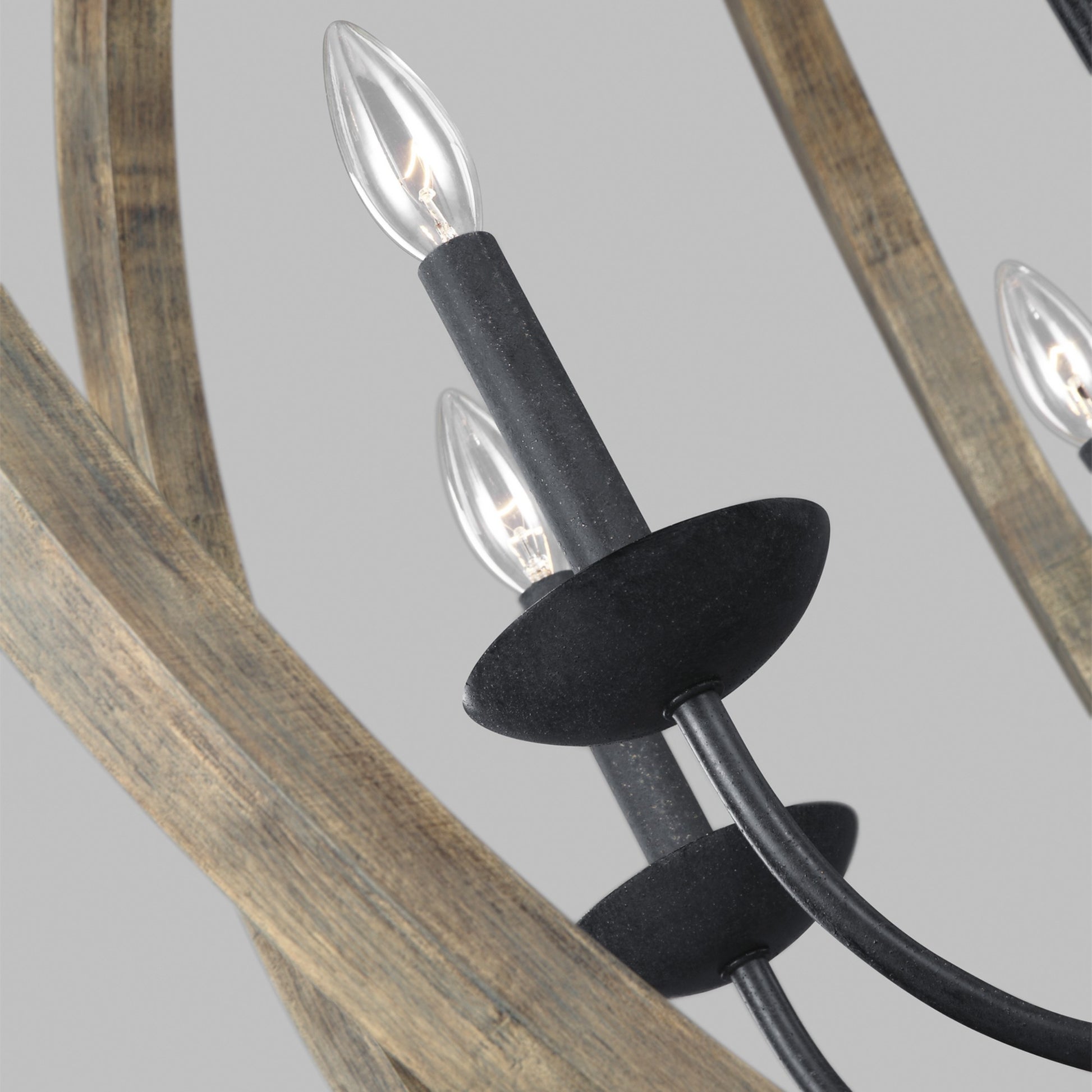 Allier 38" 6-Light Large Pendant, Weathered Oak Wood Finish - Bees Lighting