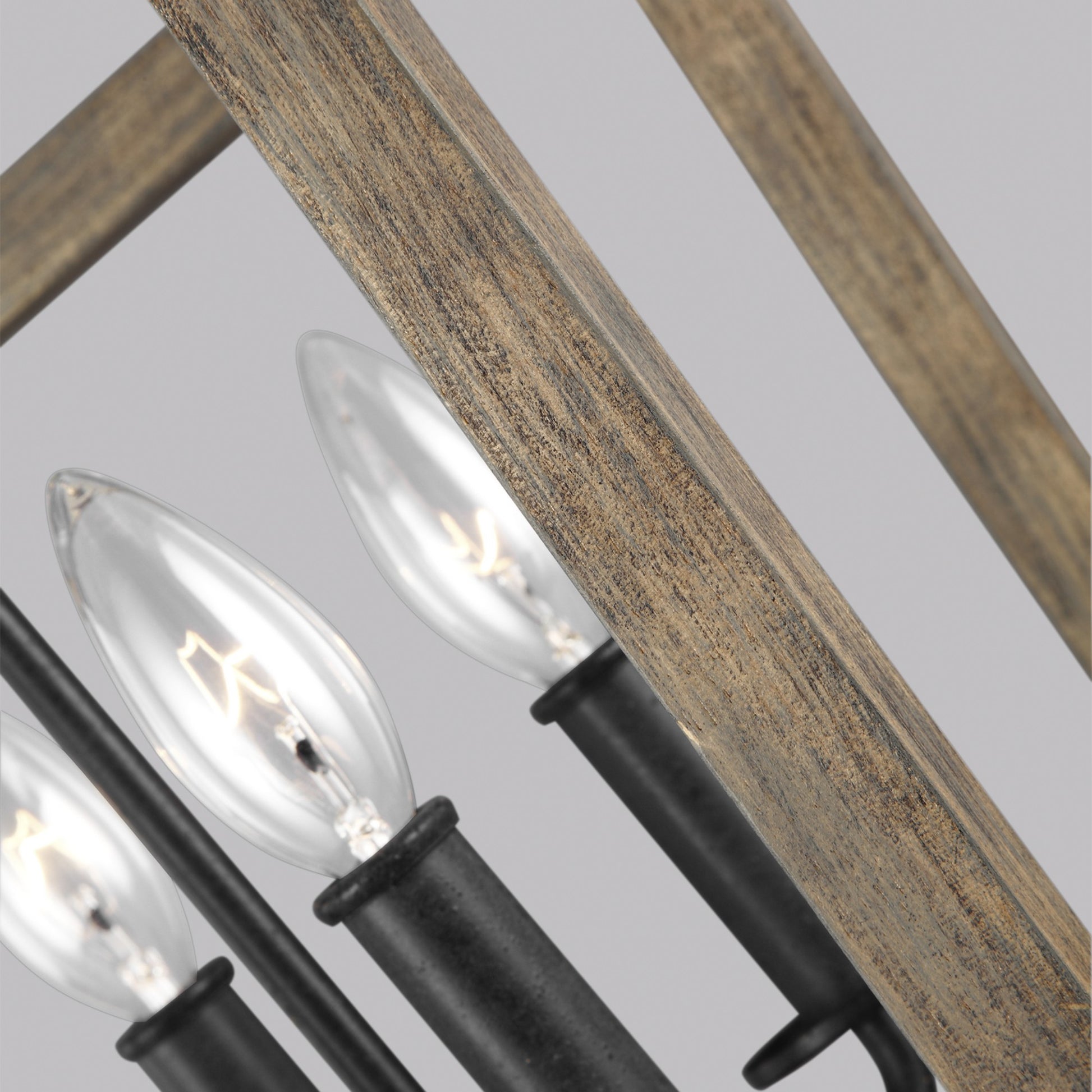 Gannet 17" 4-Light Small Chandeier, Weathered Oak Wood Finish - Bees Lighting