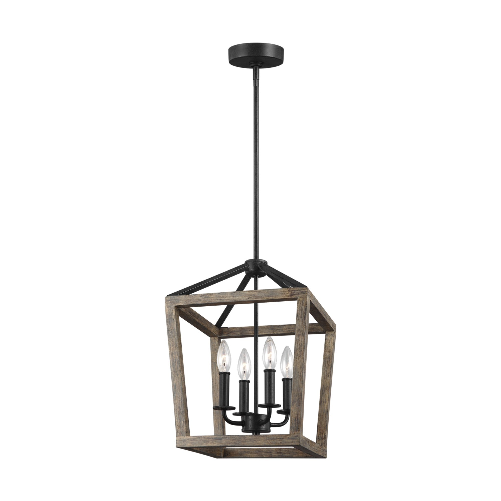 Gannet 17" 4-Light Small Chandeier, Weathered Oak Wood Finish - Bees Lighting