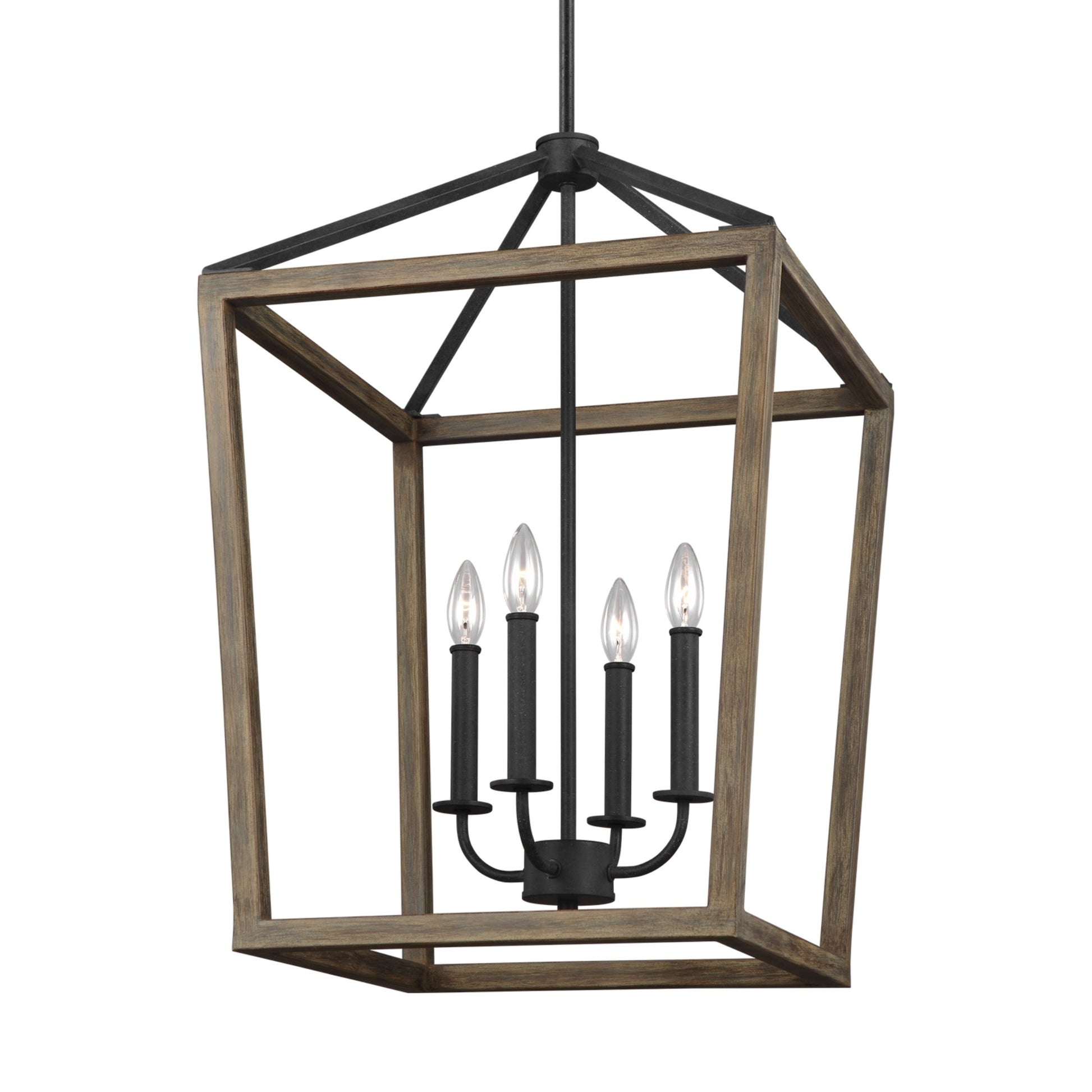 Gannet 27" 4-Light Medium Chandeier, Weathered Oak Wood Finish - Bees Lighting