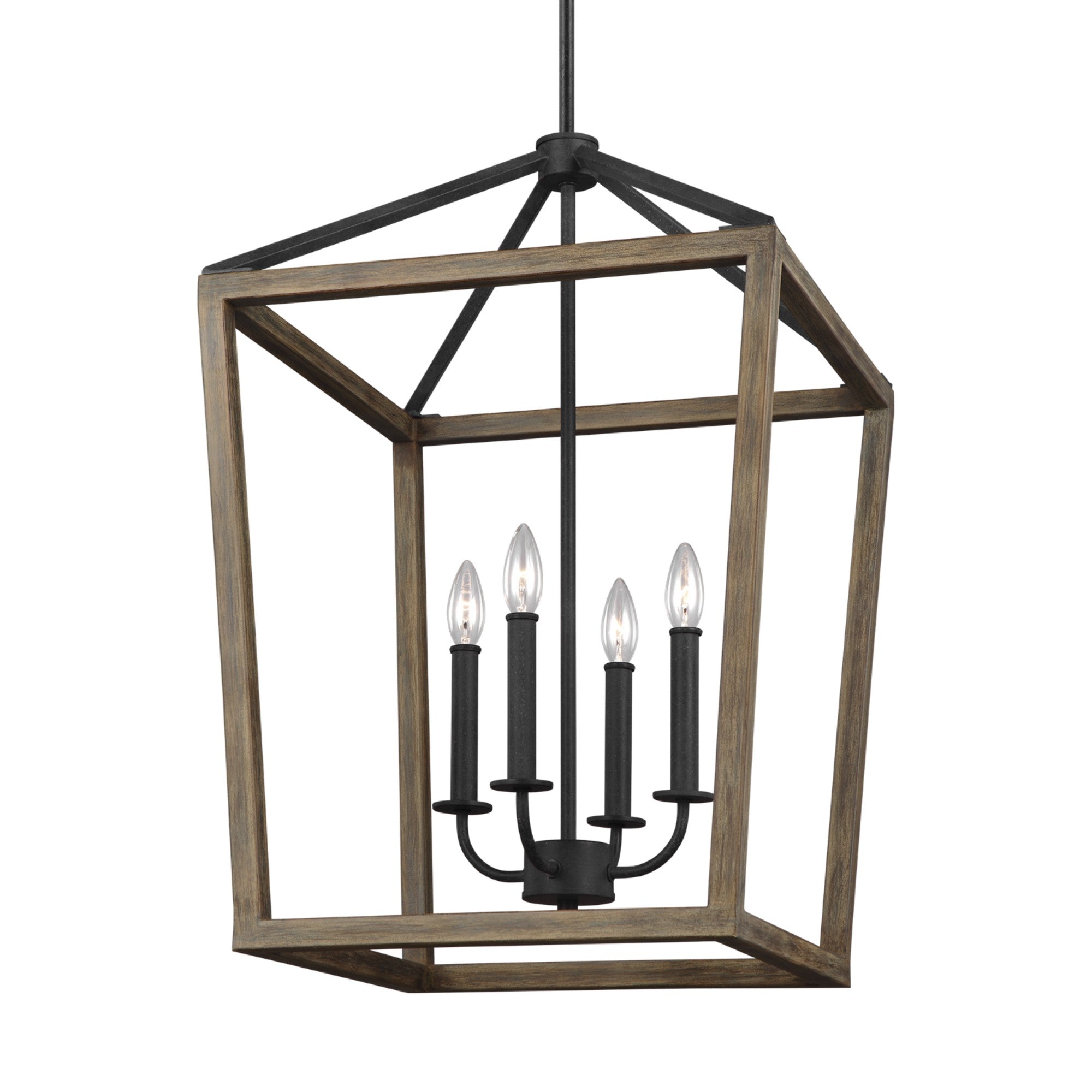 Gannet 27" 4-Light Medium Chandeier, Weathered Oak Wood Finish - Bees Lighting