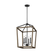 Gannet 27" 4-Light Medium Chandeier, Weathered Oak Wood Finish - Bees Lighting