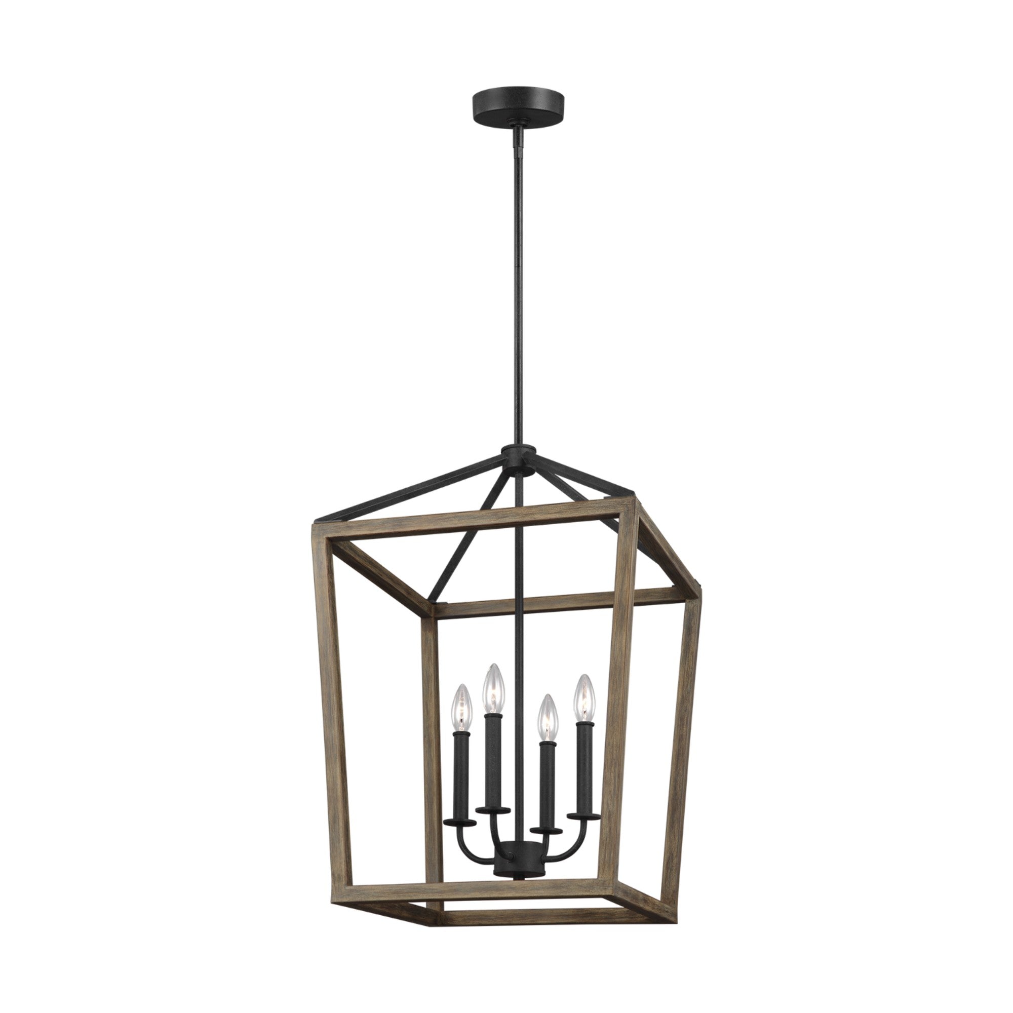 Gannet 27" 4-Light Medium Chandeier, Weathered Oak Wood Finish - Bees Lighting