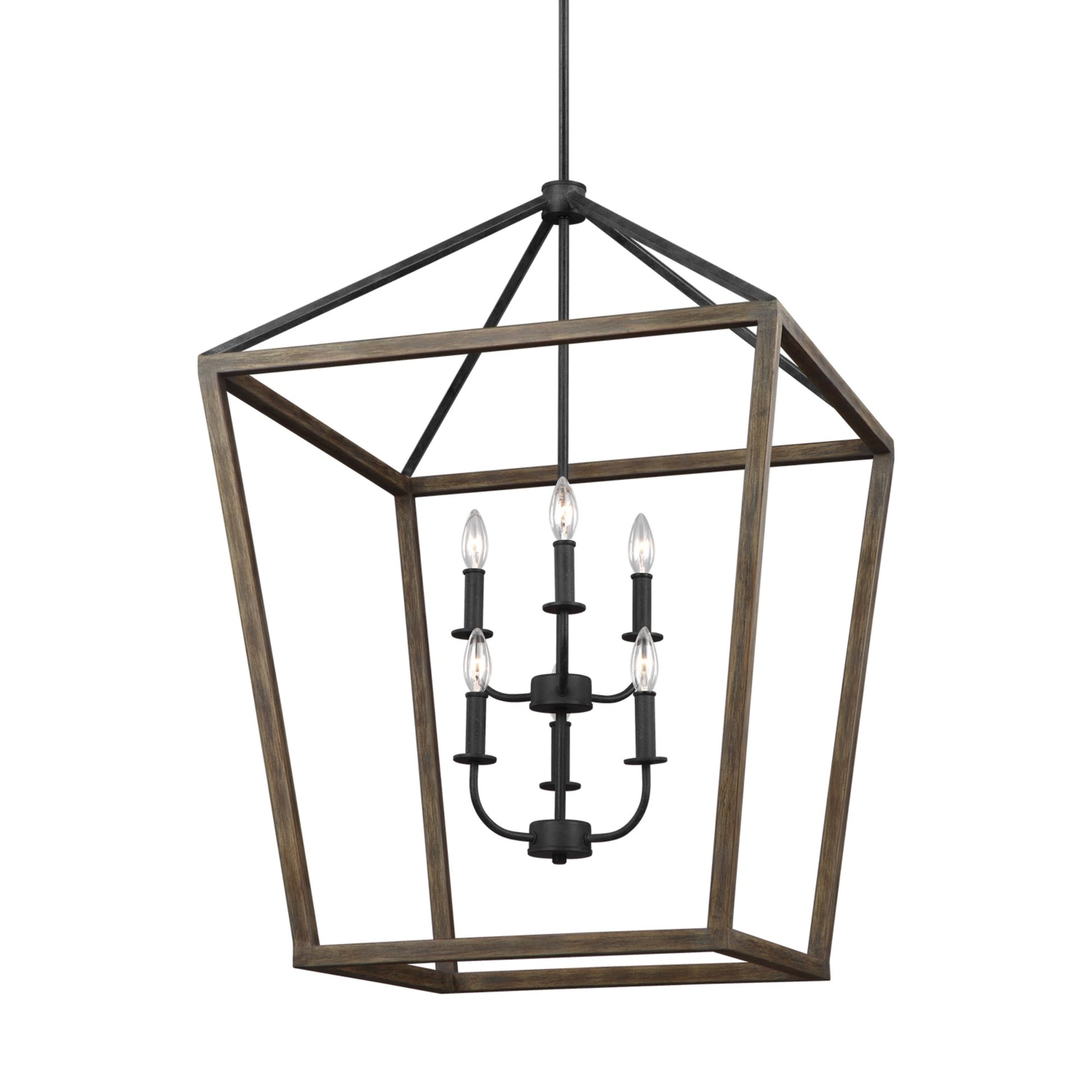 Gannet 36" 6-Light Large Chandeier, Weathered Oak Wood Finish - Bees Lighting