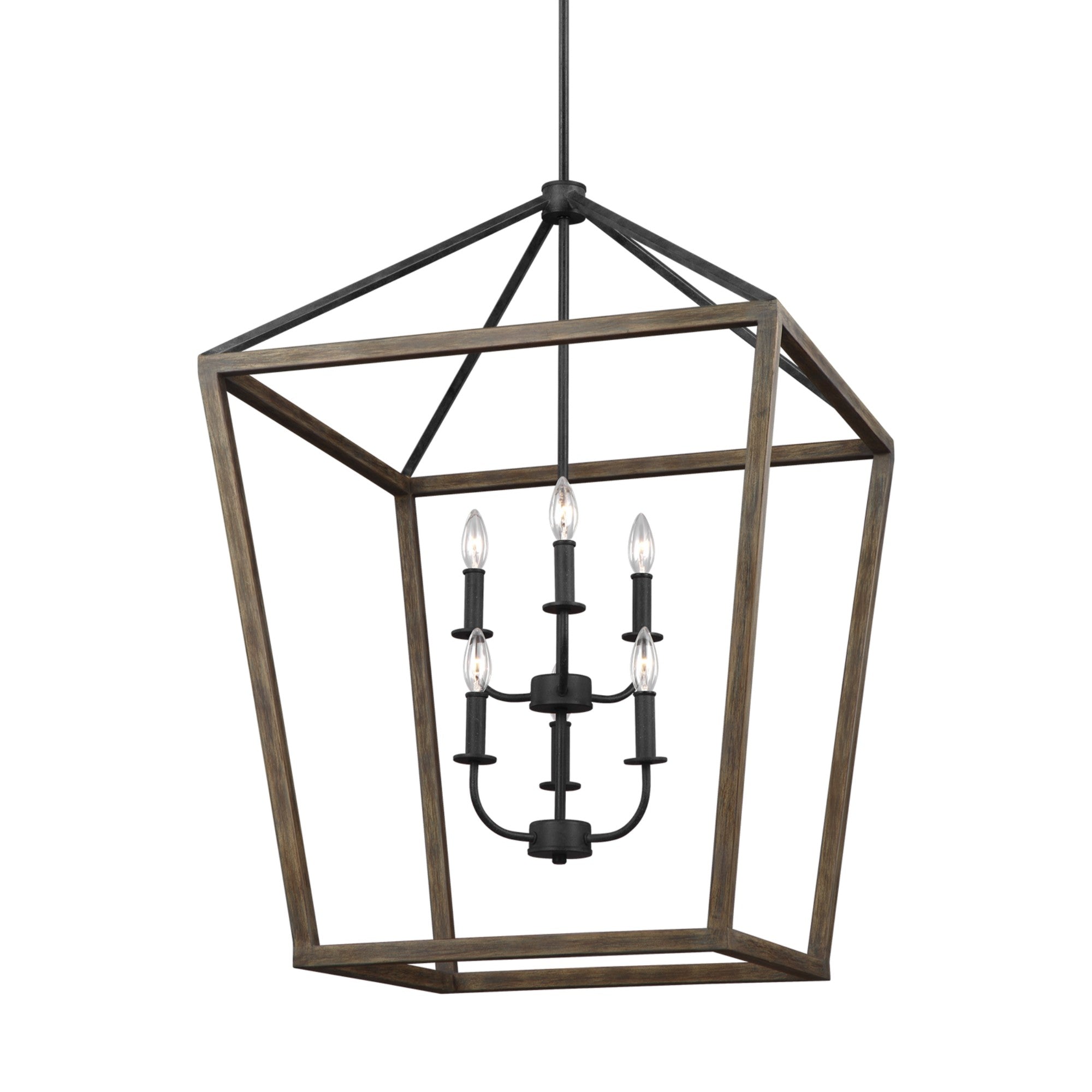 Gannet 36" 6-Light Large Chandeier, Weathered Oak Wood Finish - Bees Lighting
