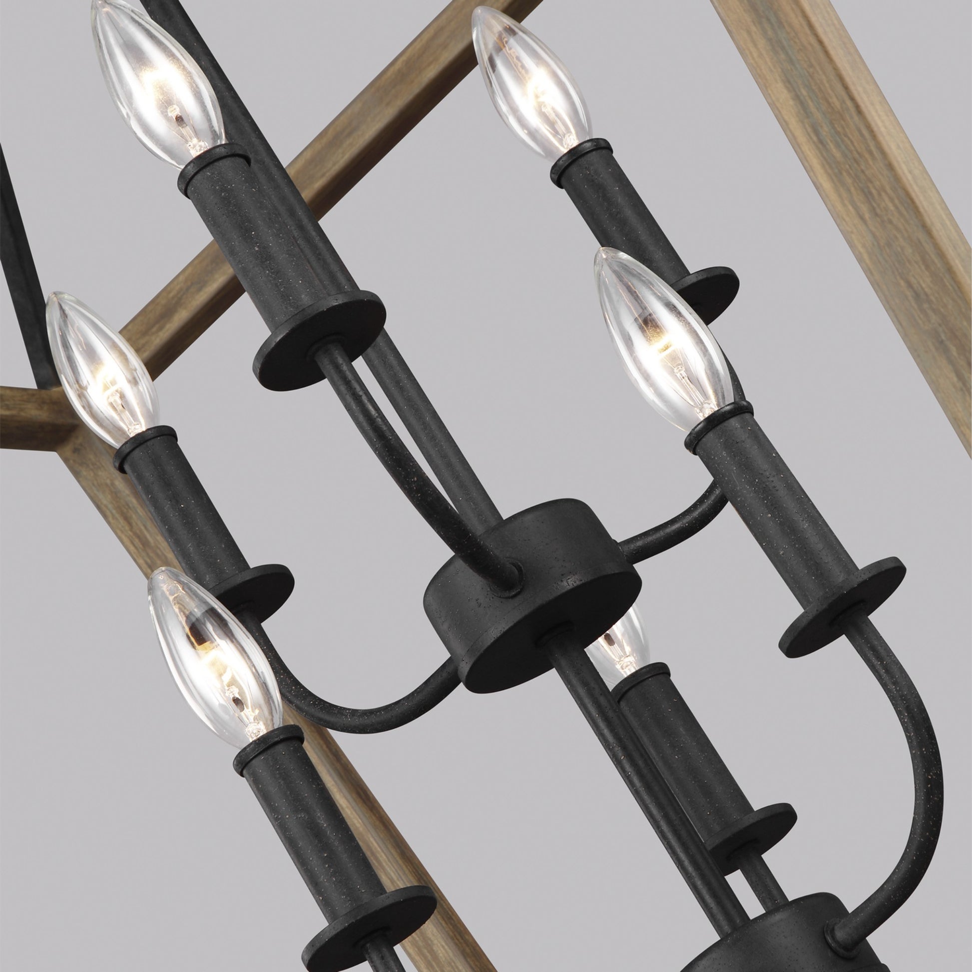 Gannet 36" 6-Light Large Chandeier, Weathered Oak Wood Finish - Bees Lighting