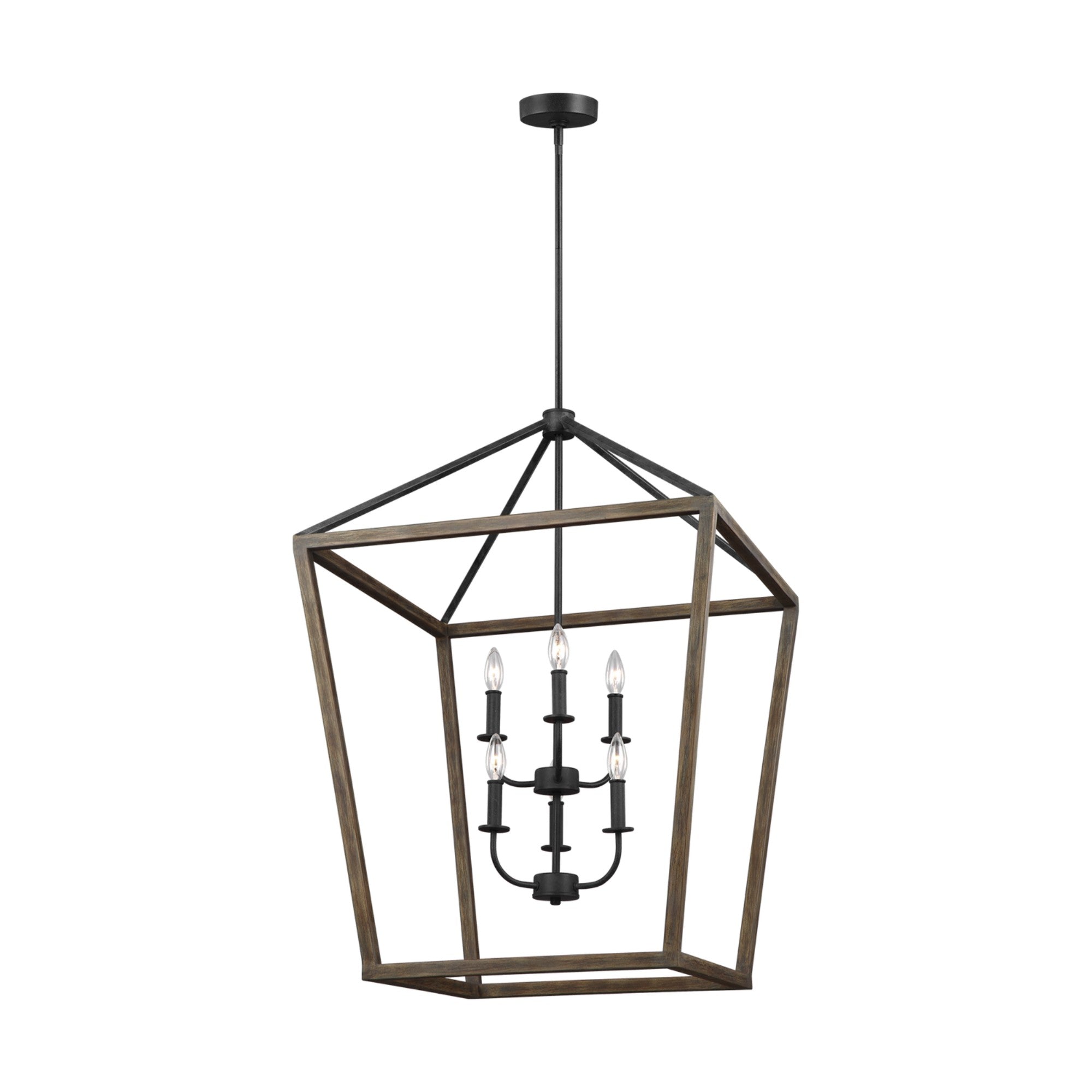 Gannet 36" 6-Light Large Chandeier, Weathered Oak Wood Finish - Bees Lighting
