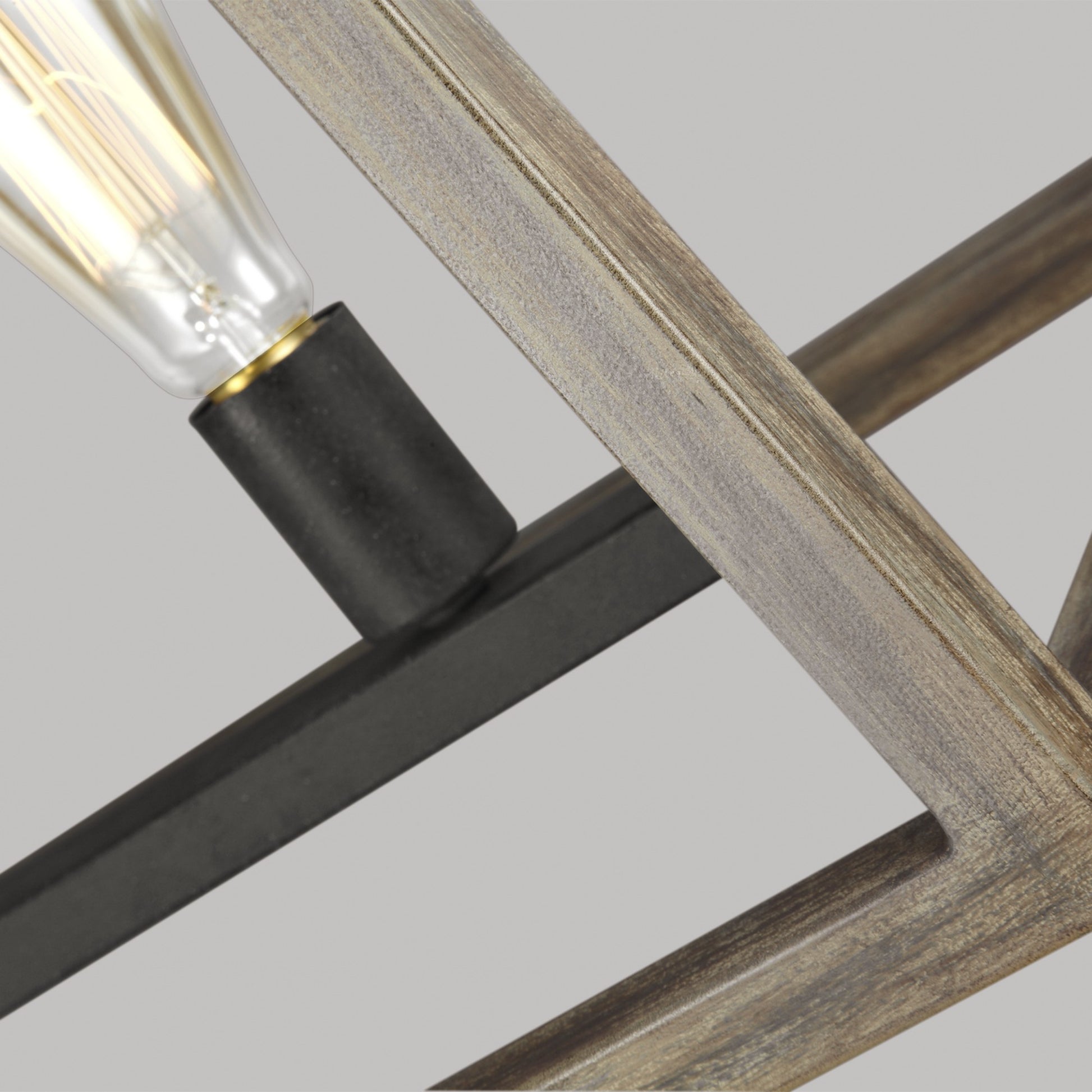 Gannet 50" 5-Light Linear Chandeier, Weathered Oak Wood Finish - Bees Lighting