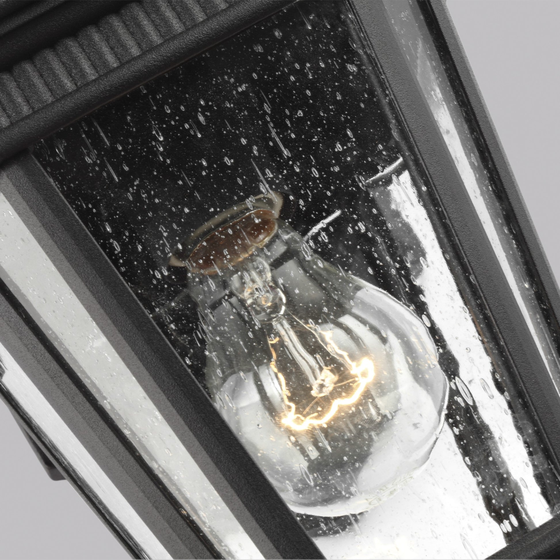 Cotswold Lane 12" Extra Small Lantern, Black Finish with Clear Seeded Glass - Bees Lighting