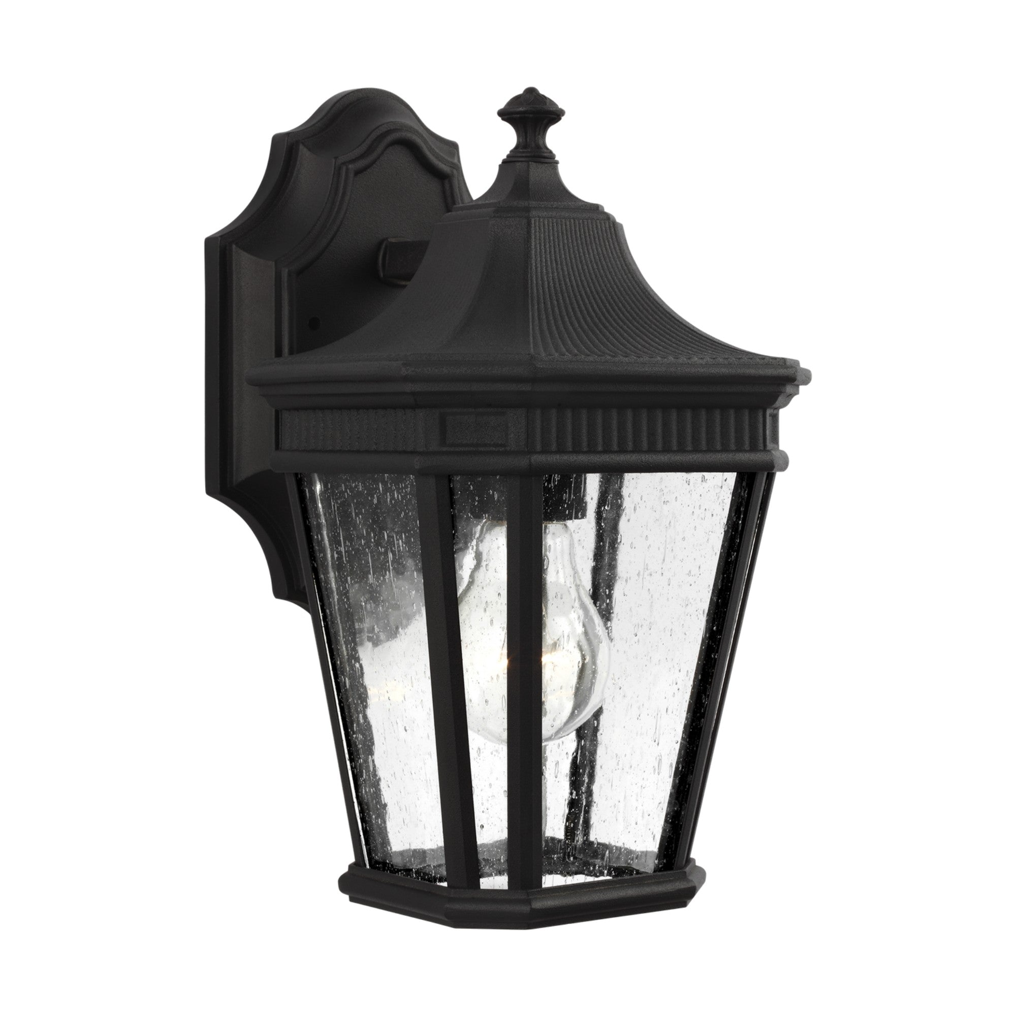 Cotswold Lane 12" Extra Small Lantern, Black Finish with Clear Seeded Glass - Bees Lighting