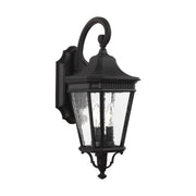 Cotswold Lane 21" 2-Light Small Lantern, Black Finish with Clear Seeded Glass - Bees Lighting