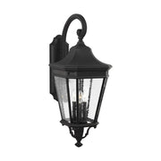 Cotswold Lane 30" 3-Light Large Lantern, Black Finish with Clear Seeded Glass - Bees Lighting