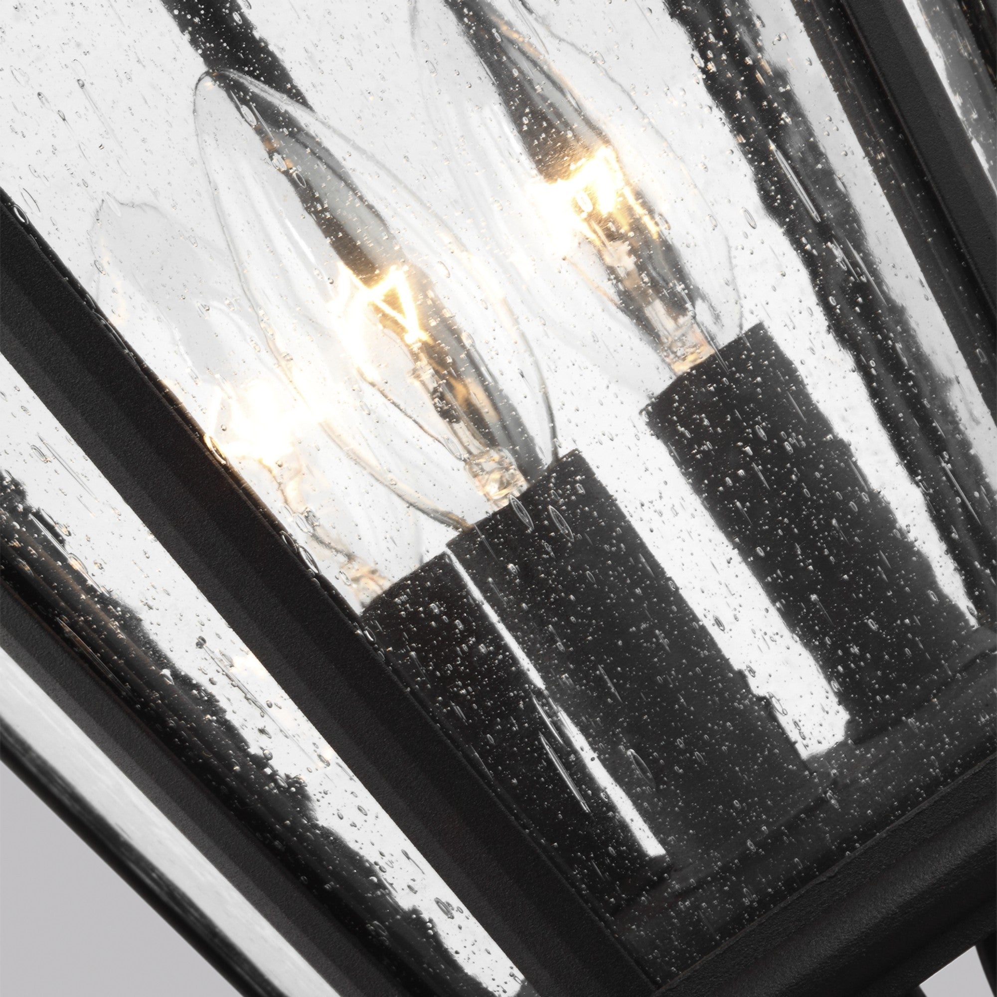 Cotswold Lane 23" 3-Light Small Post Lantern, Black Finish with Clear Seeded Glass - Bees Lighting