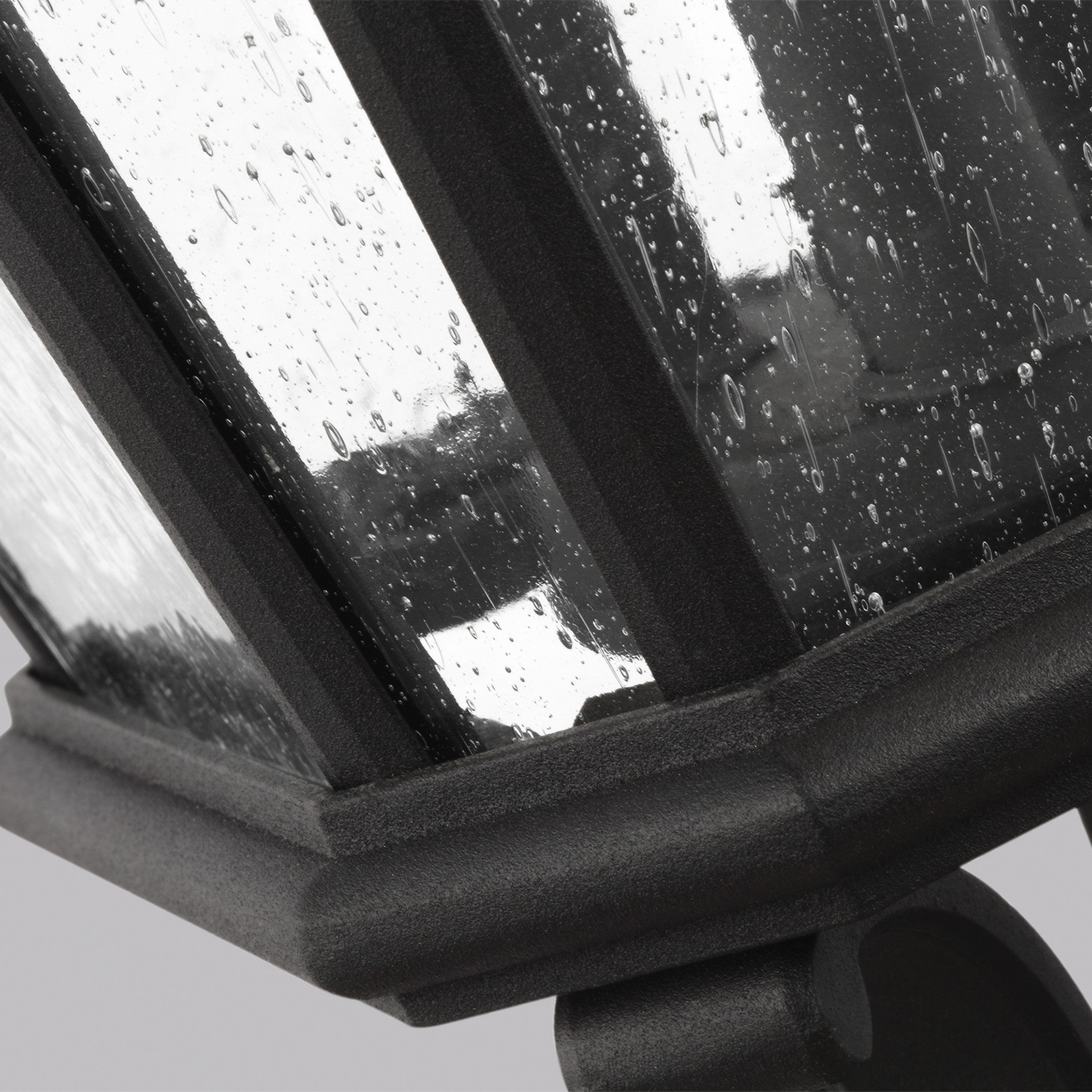 Cotswold Lane 28" 3-Light Large Post Lantern, Black Finish with Clear Seeded Glass - Bees Lighting