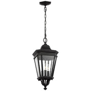 Cotswold Lane 10" 3-Light Small Pendant, Black Finish with Clear Seeded Glass - Bees Lighting