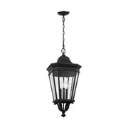 Cotswold Lane 12" 3-Light Medium Pendant, Black Finish with Clear Seeded Glass - Bees Lighting