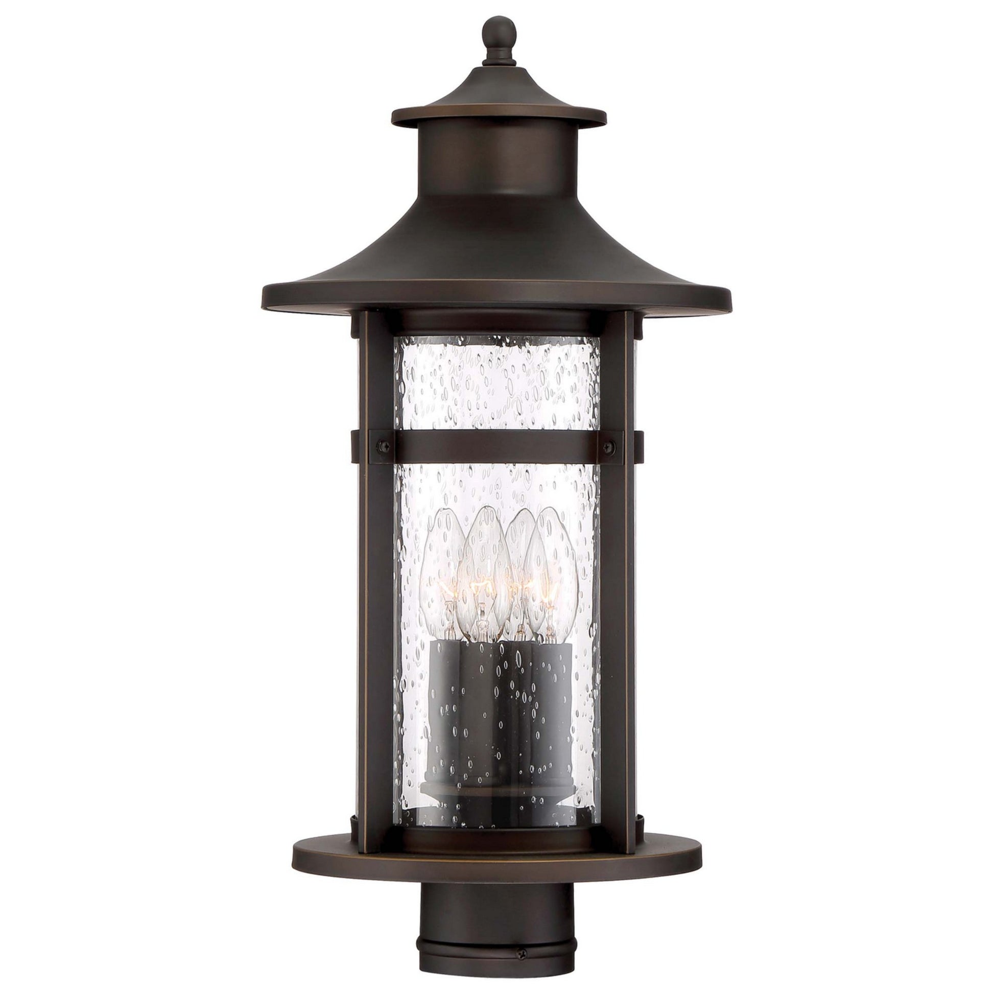 Highland Ridge 20" 4-Light Outdoor Post Mount, Oil Rubbed Bronze & Gold Highlights - Bees Lighting