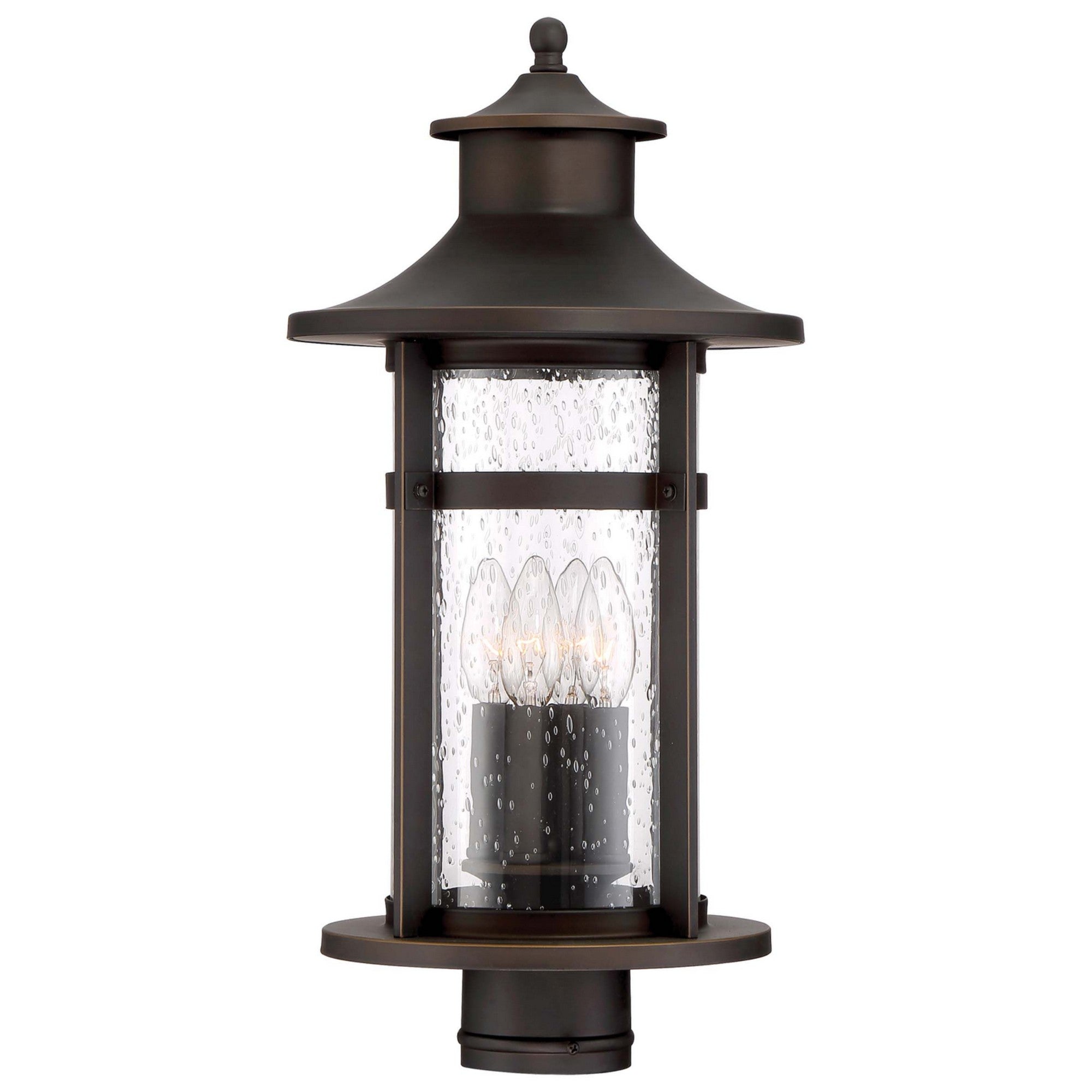 Highland Ridge 20" 4-Light Outdoor Post Mount, Oil Rubbed Bronze & Gold Highlights - Bees Lighting