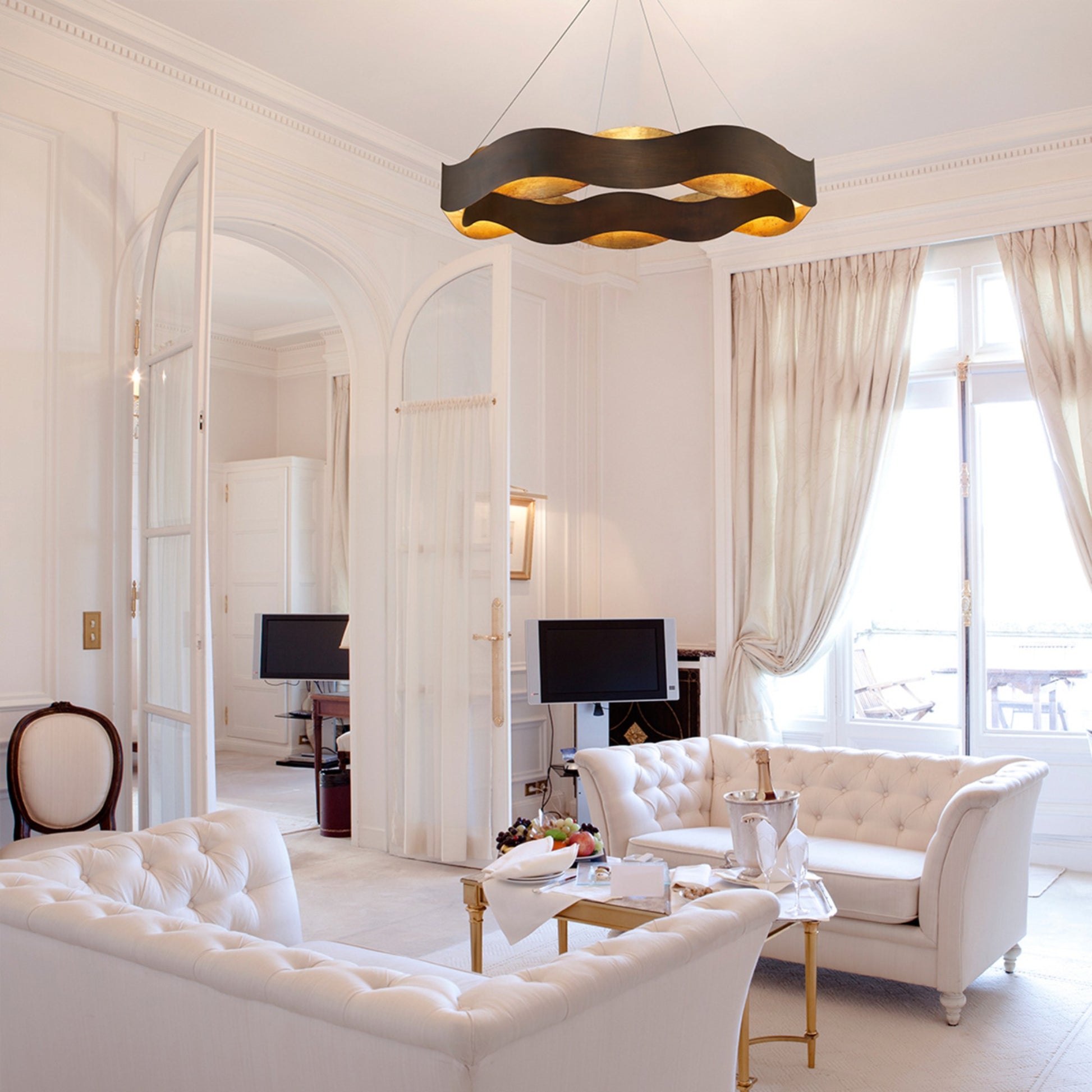 Vaughan 34" LED Chandelier, Bronze & Gold Finish - Bees Lighting