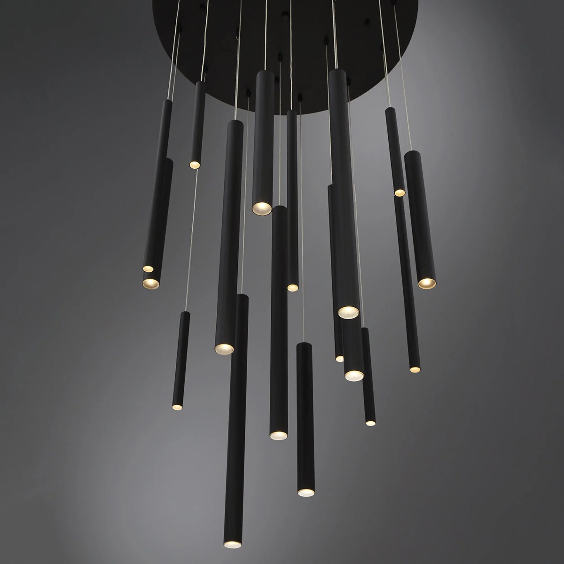 Santana 18-Light 24" LED Multi Drop Chandelier, Black Finish - Bees Lighting