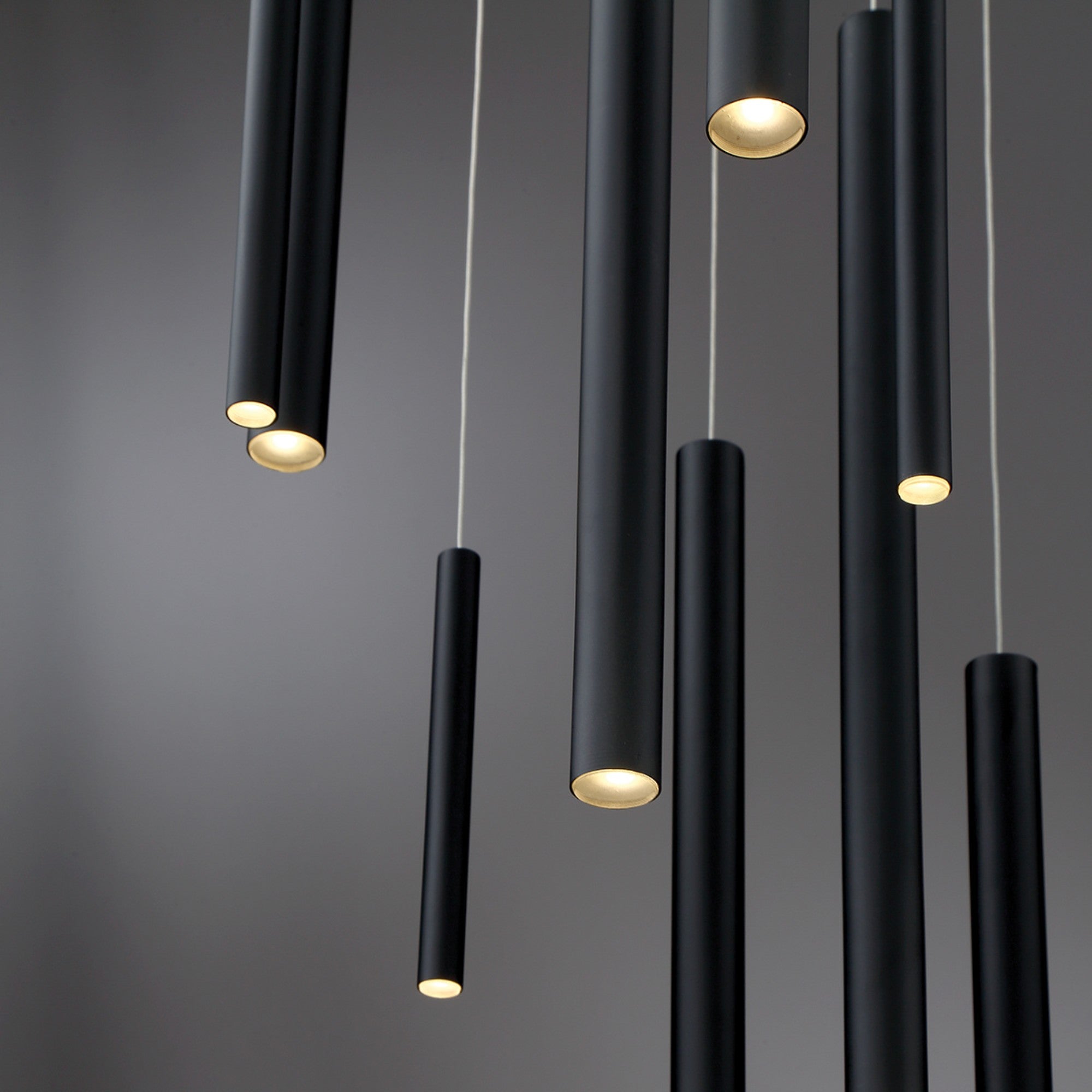 Santana 18-Light 42" LED Multi Drop Chandelier, Black Finish - Bees Lighting