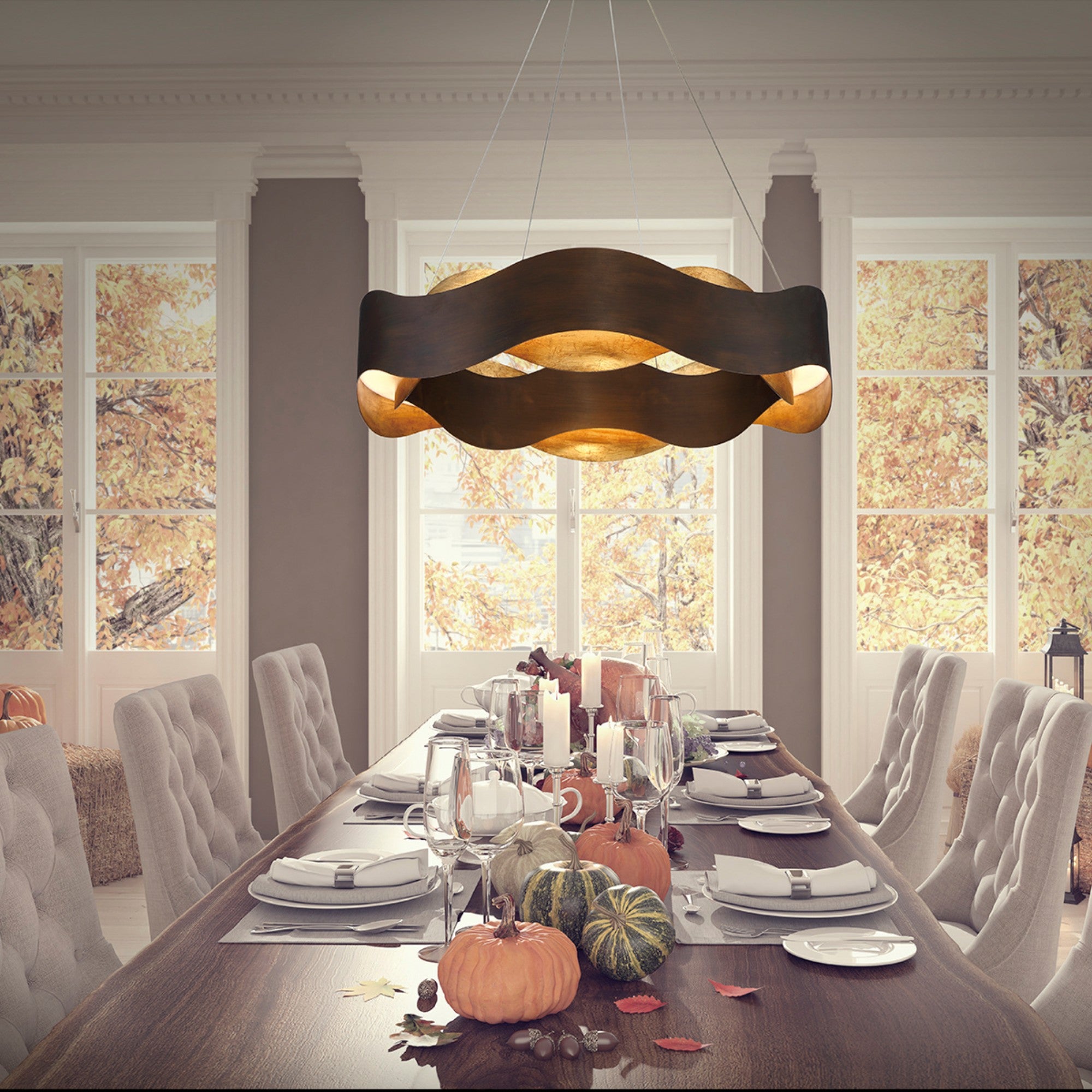 Vaughan 24" LED Chandelier, Bronze & Gold Finish - Bees Lighting