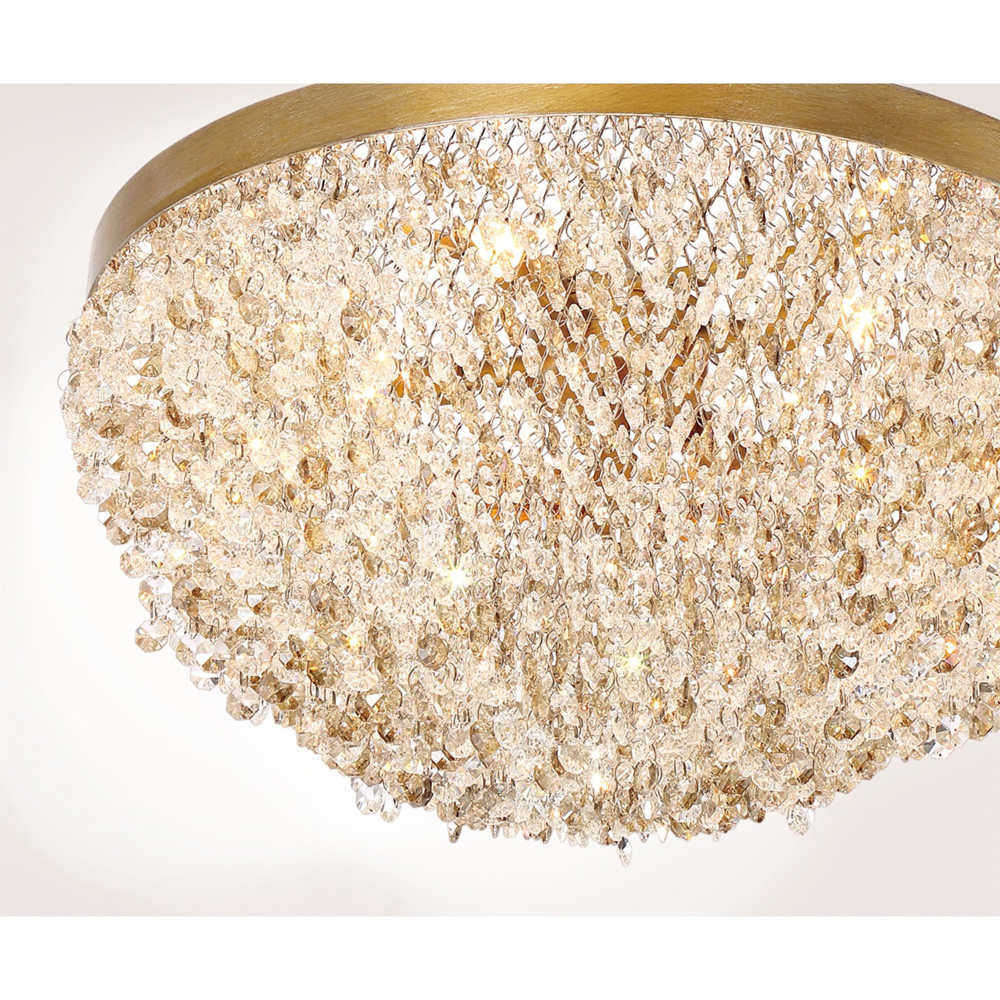 Mondo 15-Light 59" Grand Chandelier, Antique Gold Finish with Crystals - Bees Lighting