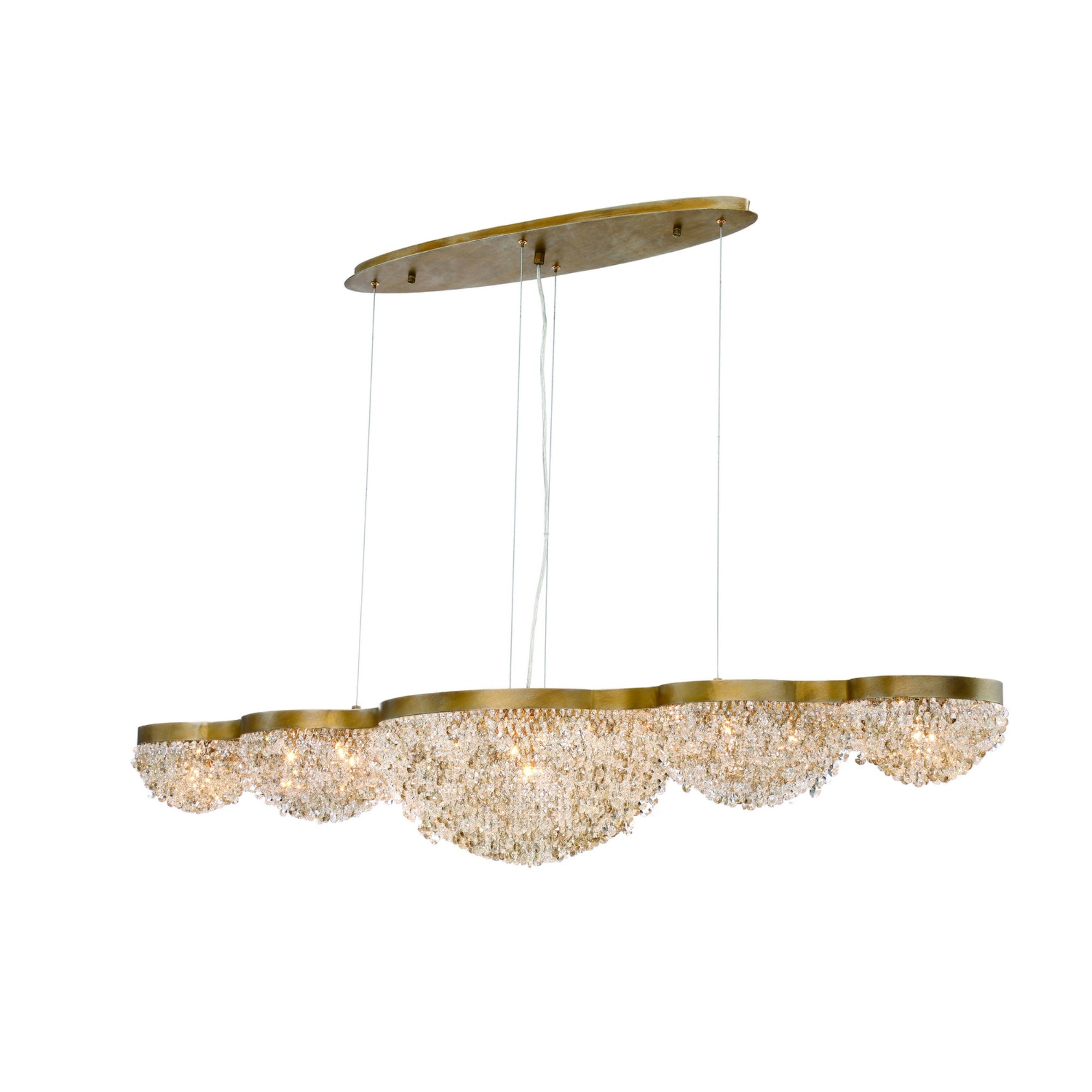 Mondo 15-Light 59" Grand Chandelier, Antique Gold Finish with Crystals - Bees Lighting