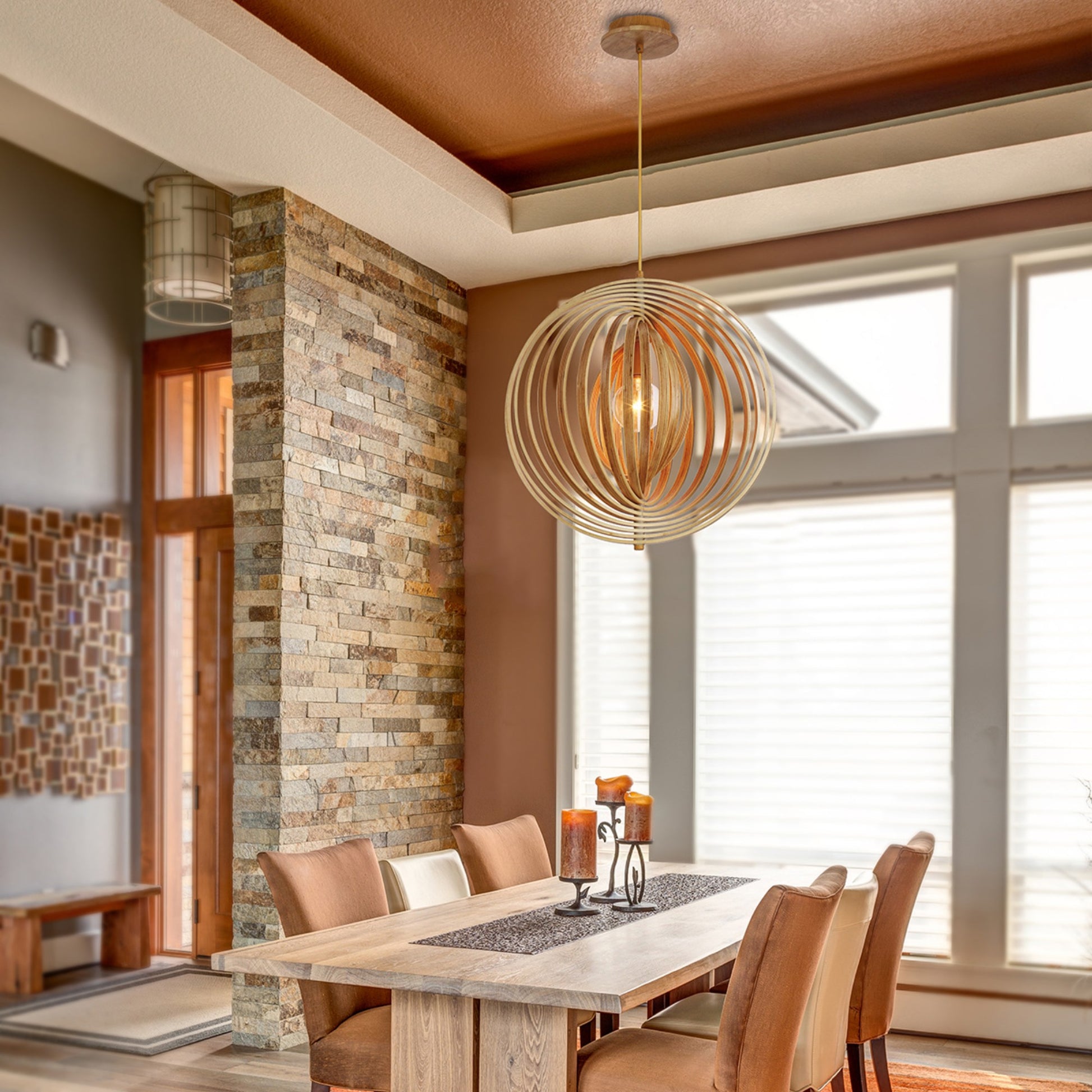 Abruzzo 20" Pendant, Natural Wood Finish - Bees Lighting