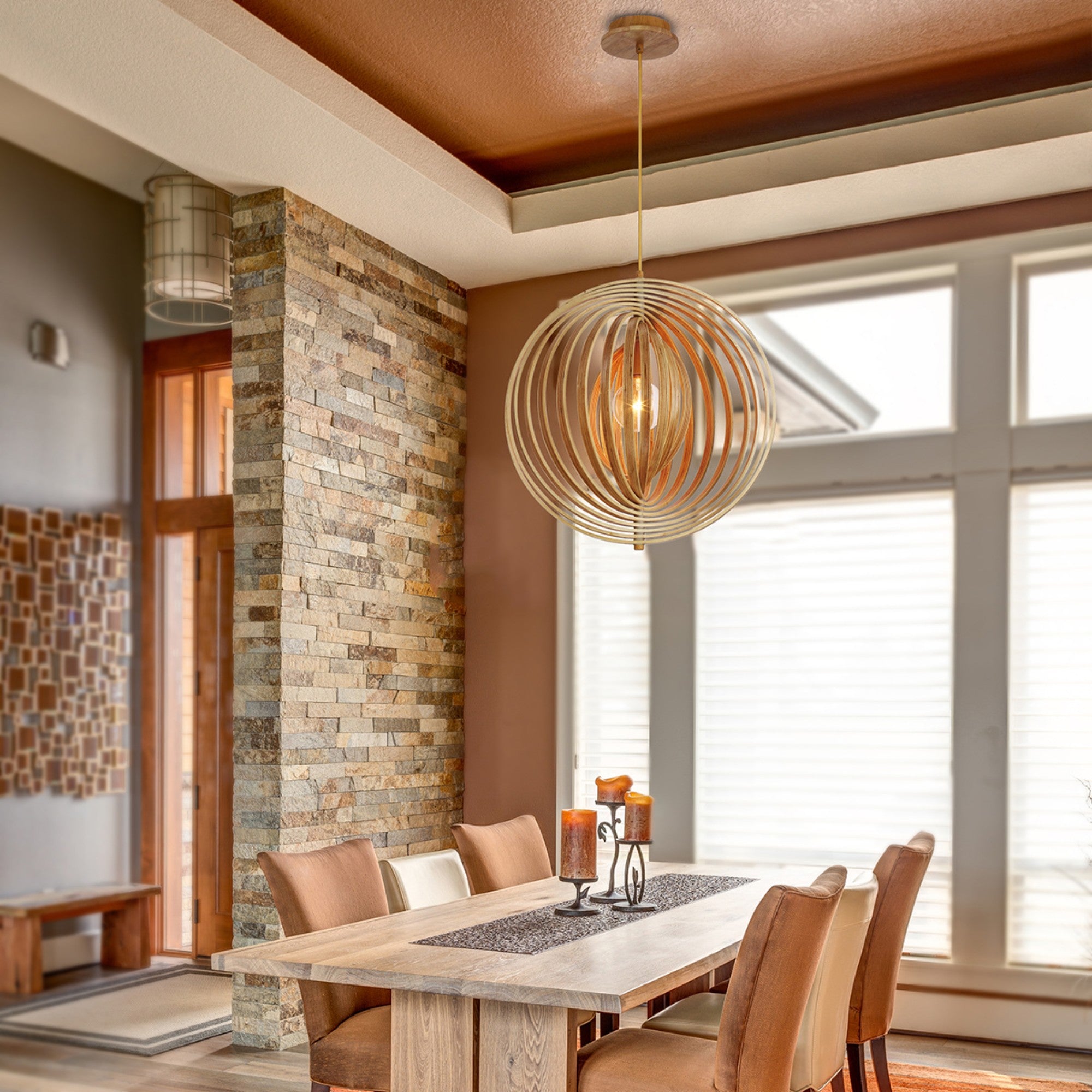 Abruzzo 20" Pendant, Natural Wood Finish - Bees Lighting