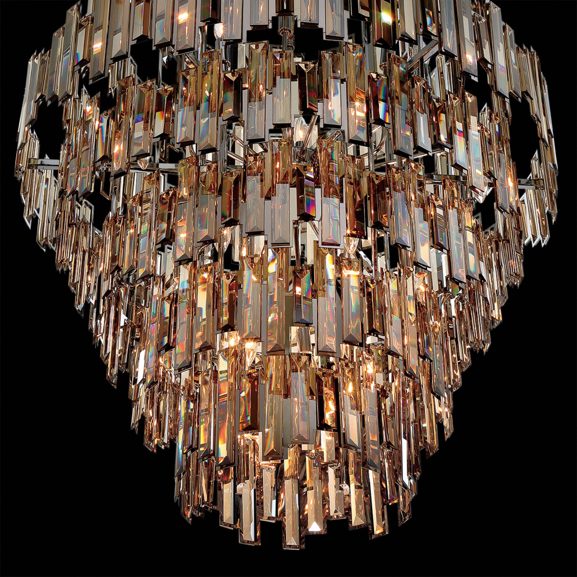 Vienna 28-Light 48" Grand Chandelier, Chrome Finish with Amber Crystals - Bees Lighting