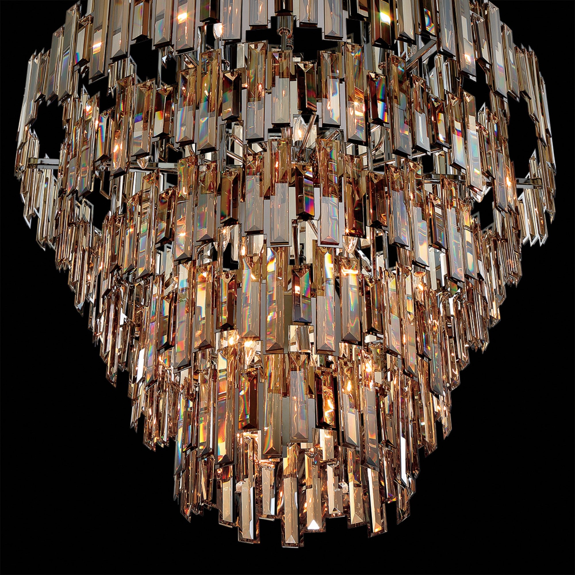 Vienna 28-Light 48" Grand Chandelier, Chrome Finish with Amber Crystals - Bees Lighting