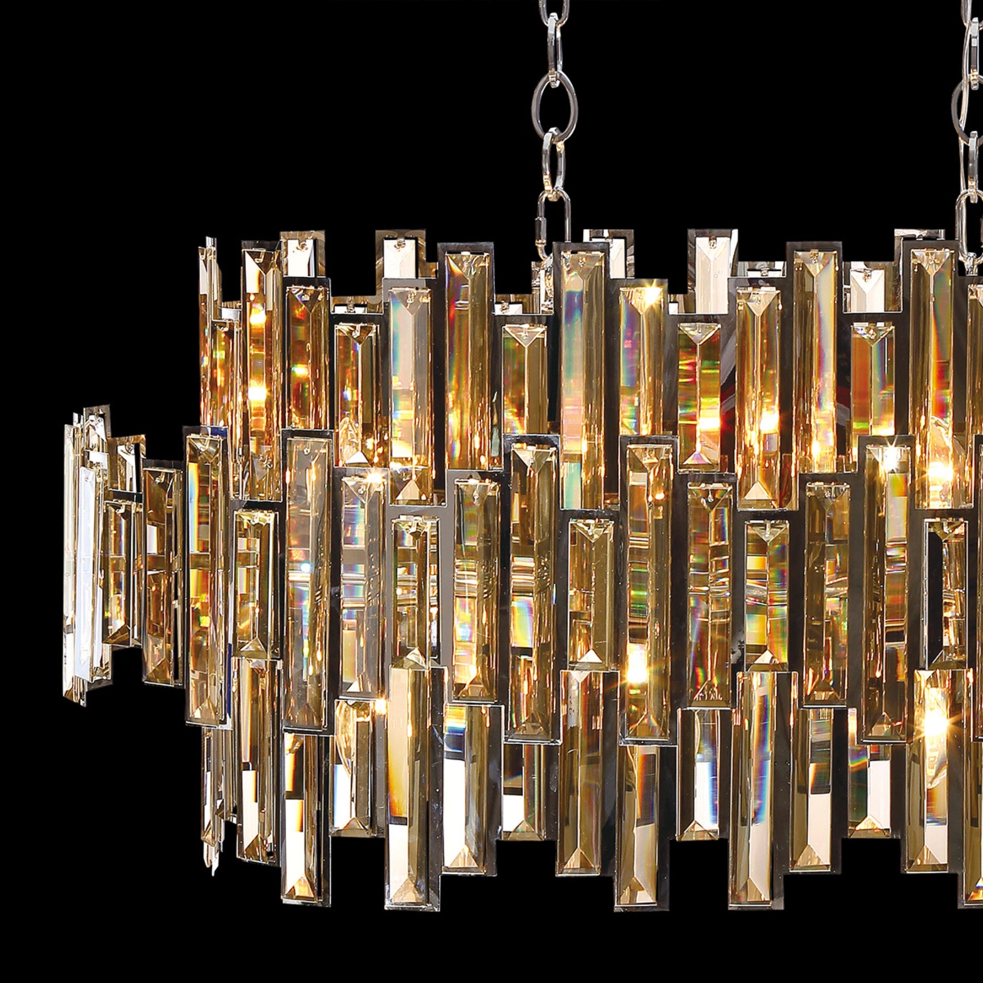 Vienna 16-Light 41" Linear Chandelier, Chrome Finish with Amber Crystals - Bees Lighting