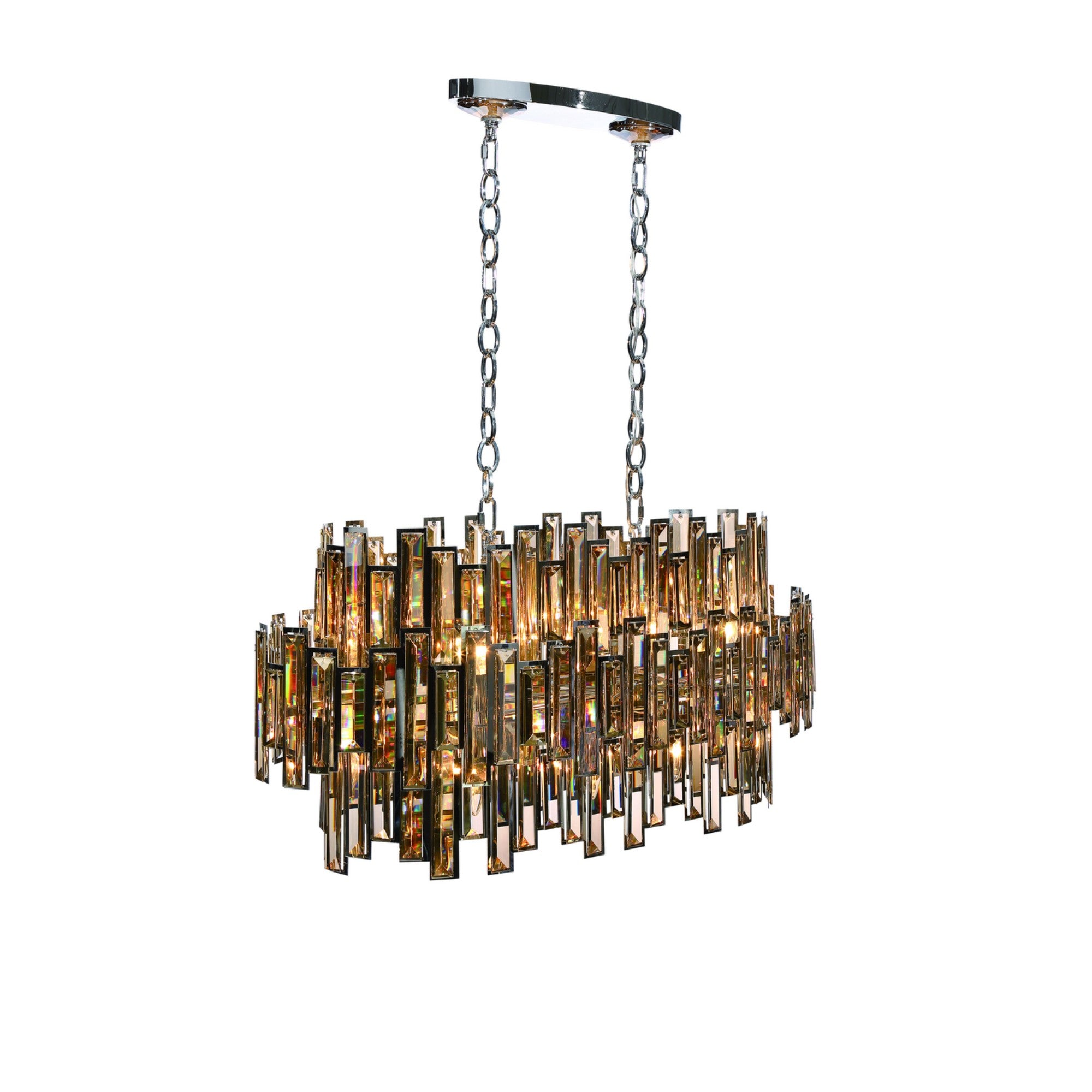 Vienna 16-Light 41" Linear Chandelier, Chrome Finish with Amber Crystals - Bees Lighting