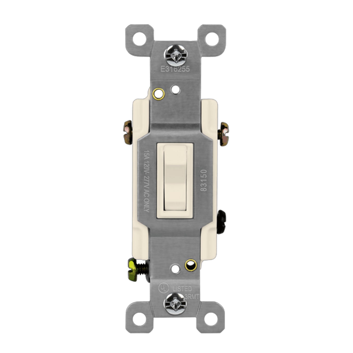 15 Amp Toggle Light Switch, Three-Way, Light Almond - Bees Lighting