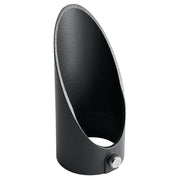 Textured black LED landscape lighting housing with oval opening and small adjustment knob.