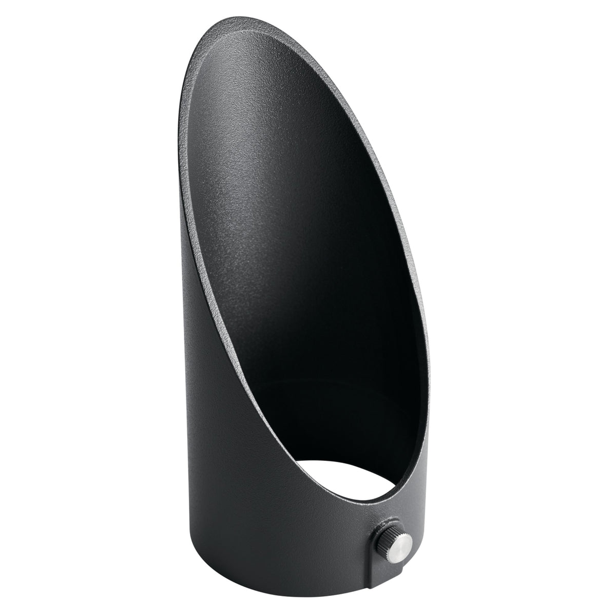 Textured black landscape LED lighting component with recessed round lens