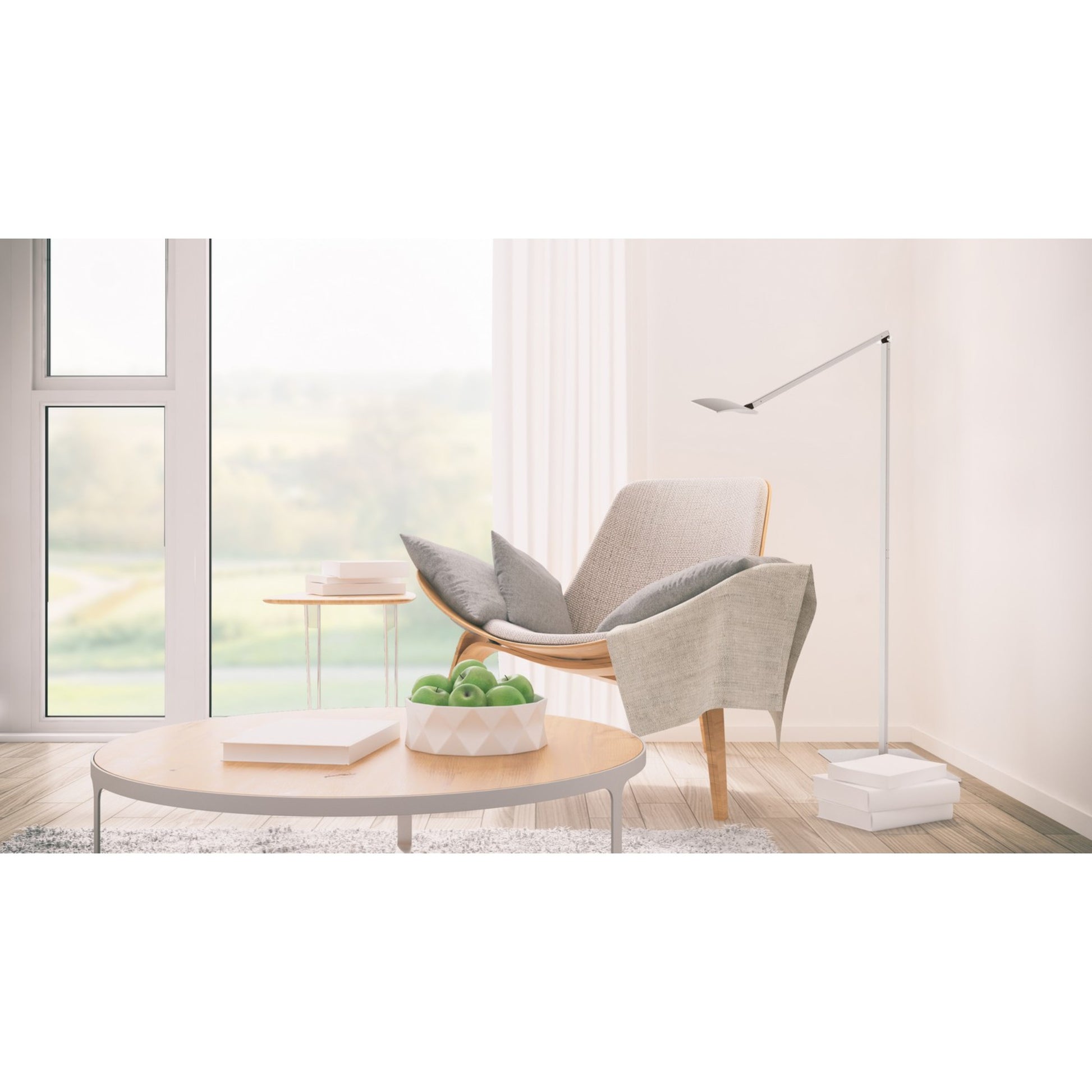Mosso Pro White Transitional Boom Arm LED Floor Lamp with USB Port - Bees Lighting