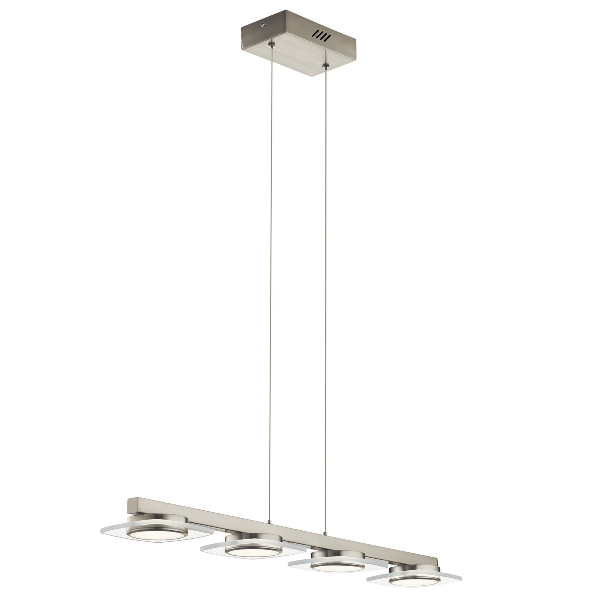 Azenda 34" LED Linear Chandelier, Brushed Nickel Finish - Bees Lighting