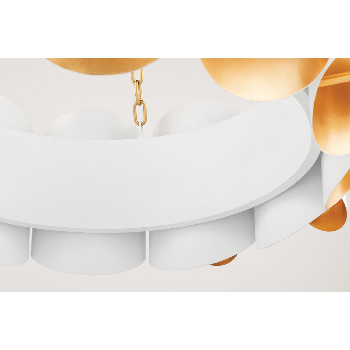 Banks 35 in. 12 Lights Chandelier Gold & White Finish - Bees Lighting