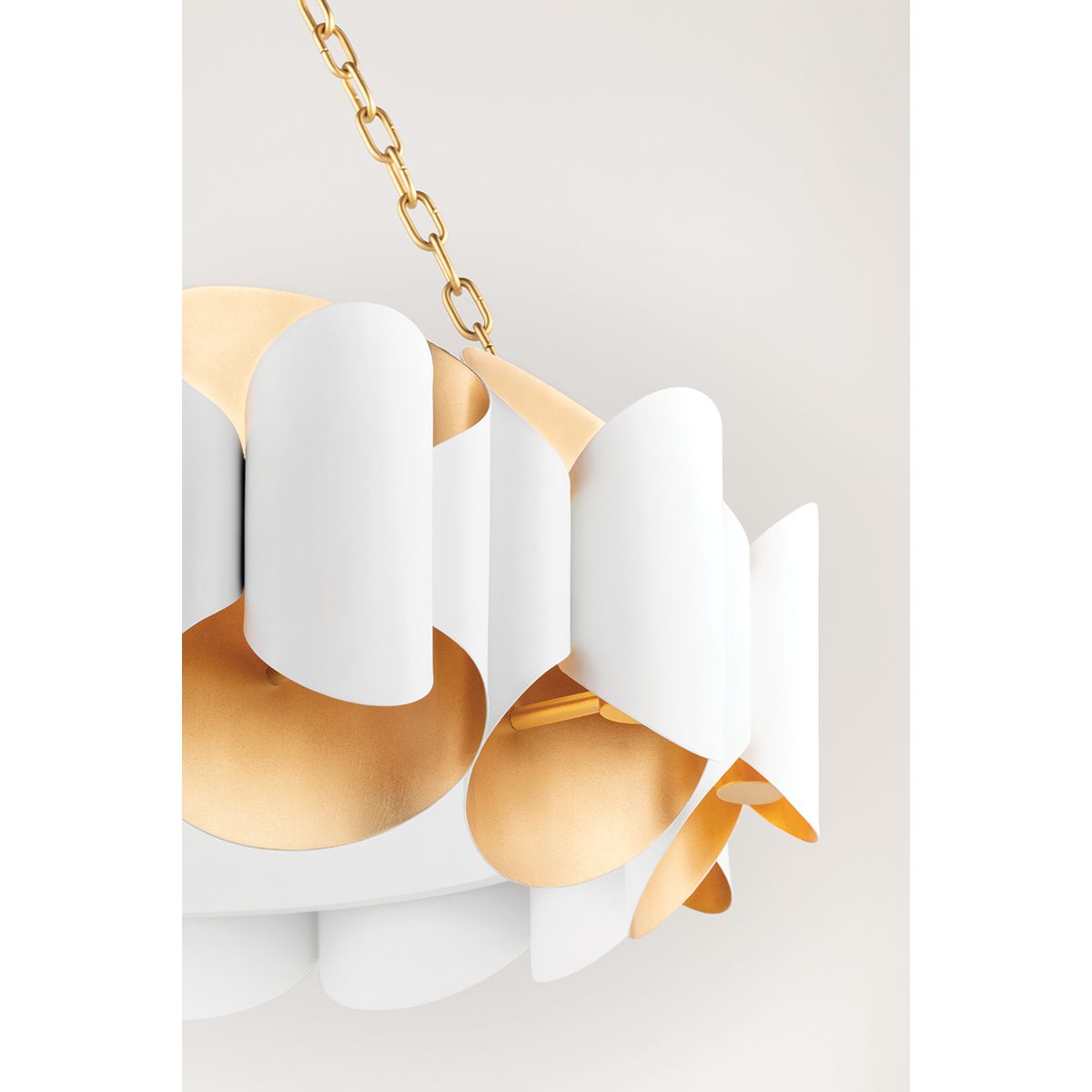 Banks 35 in. 12 Lights Chandelier Gold & White Finish - Bees Lighting