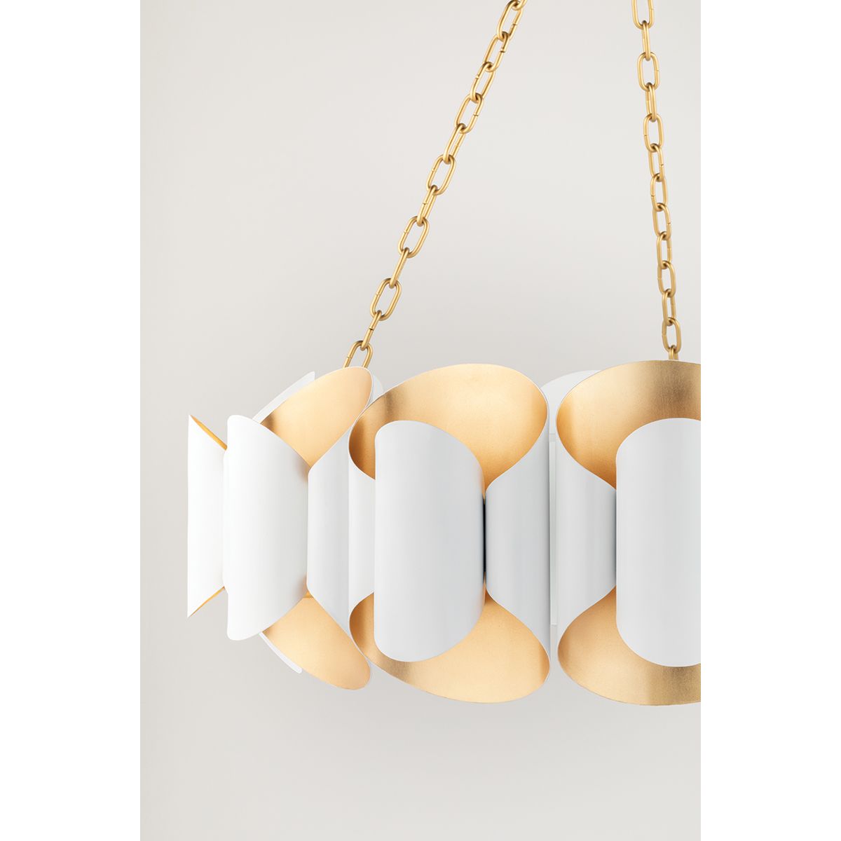 Banks 35 in. 12 Lights Chandelier Gold & White Finish - Bees Lighting