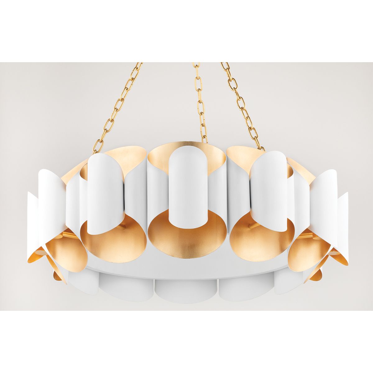 Banks 35 in. 12 Lights Chandelier Gold & White Finish - Bees Lighting