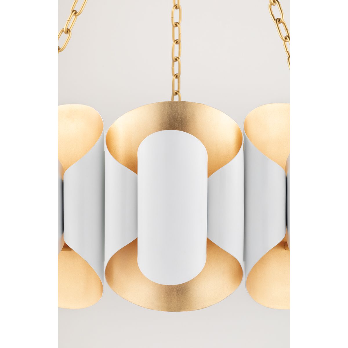 Banks 35 in. 12 Lights Chandelier Gold & White Finish - Bees Lighting