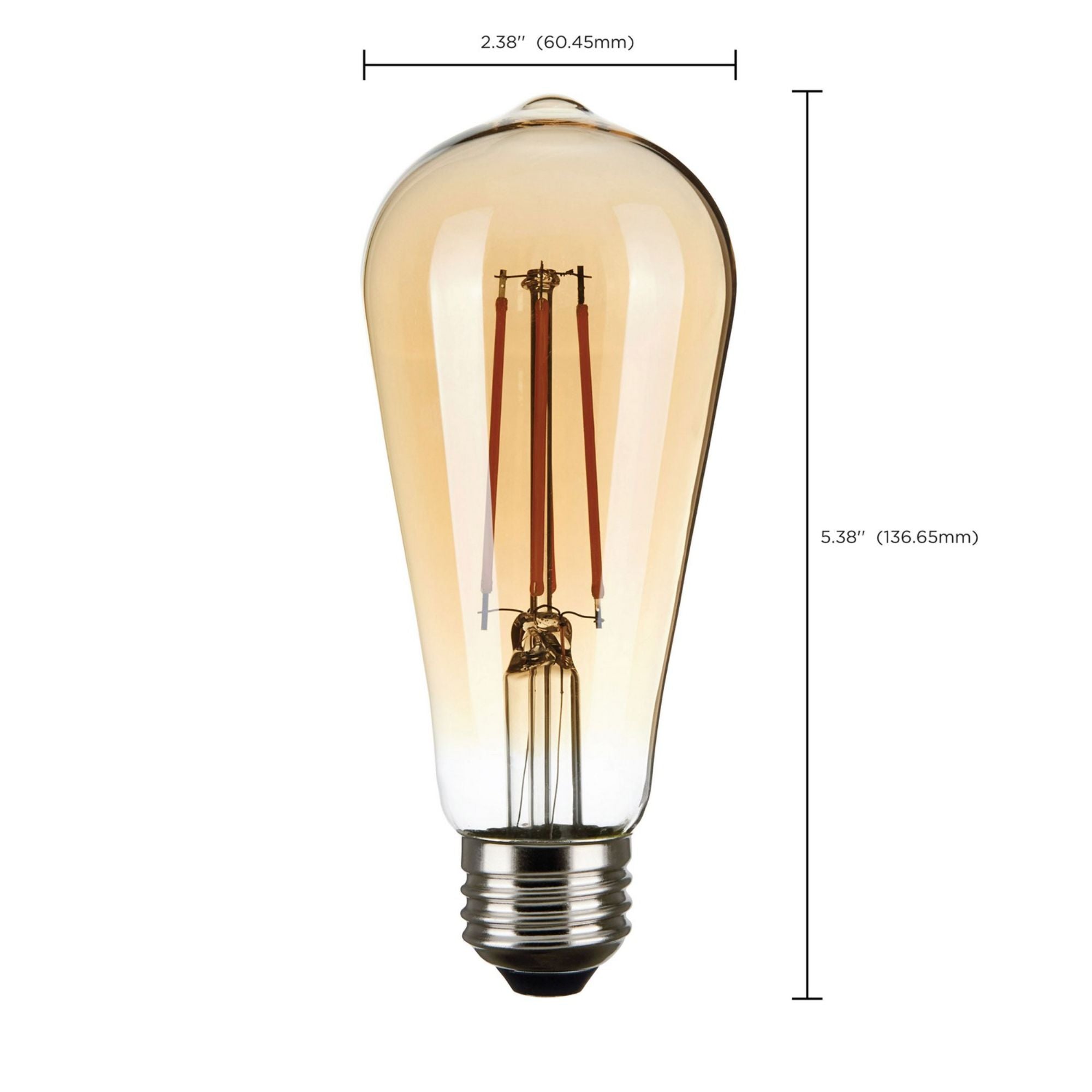 ST19 LED Vintage Bulb, 3 Watts, 220 Lumens, 2000K, E26 Medium Base, Amber Finish - Bees Lighting