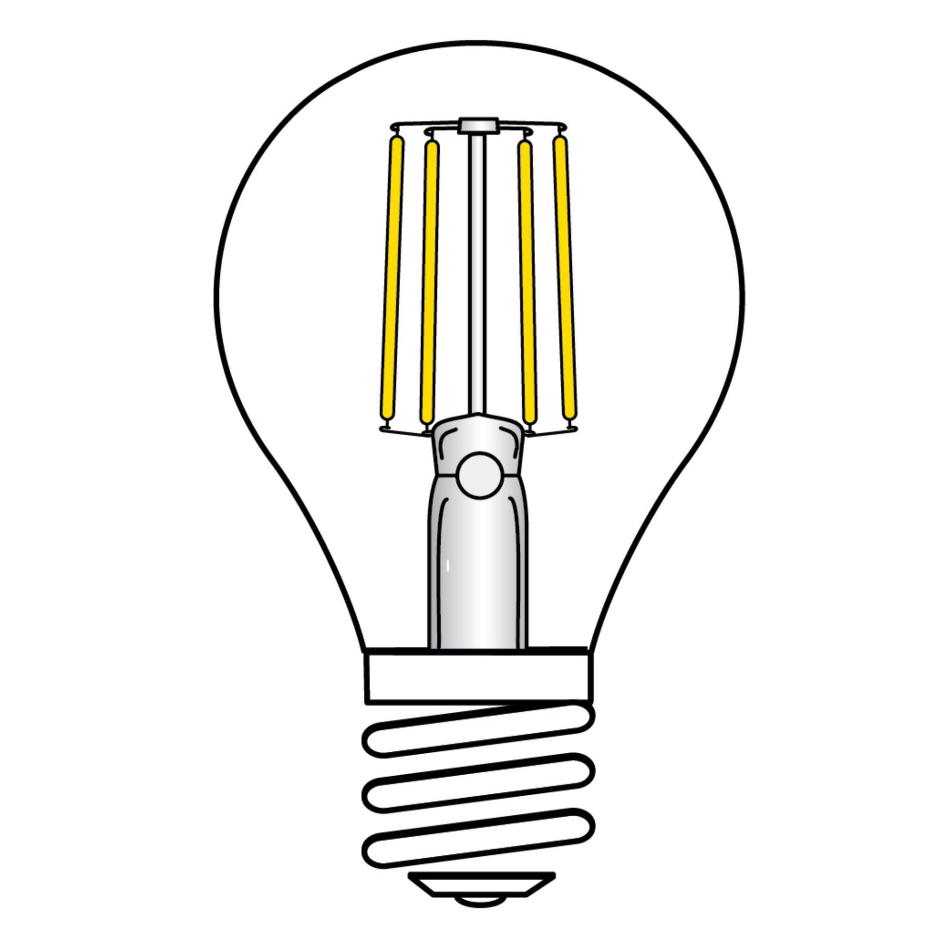 A19 LED Filament Bulb, 5 Watts, 380 Lumens, 2000K, E26 Medium Base, Amber Finish - Bees Lighting