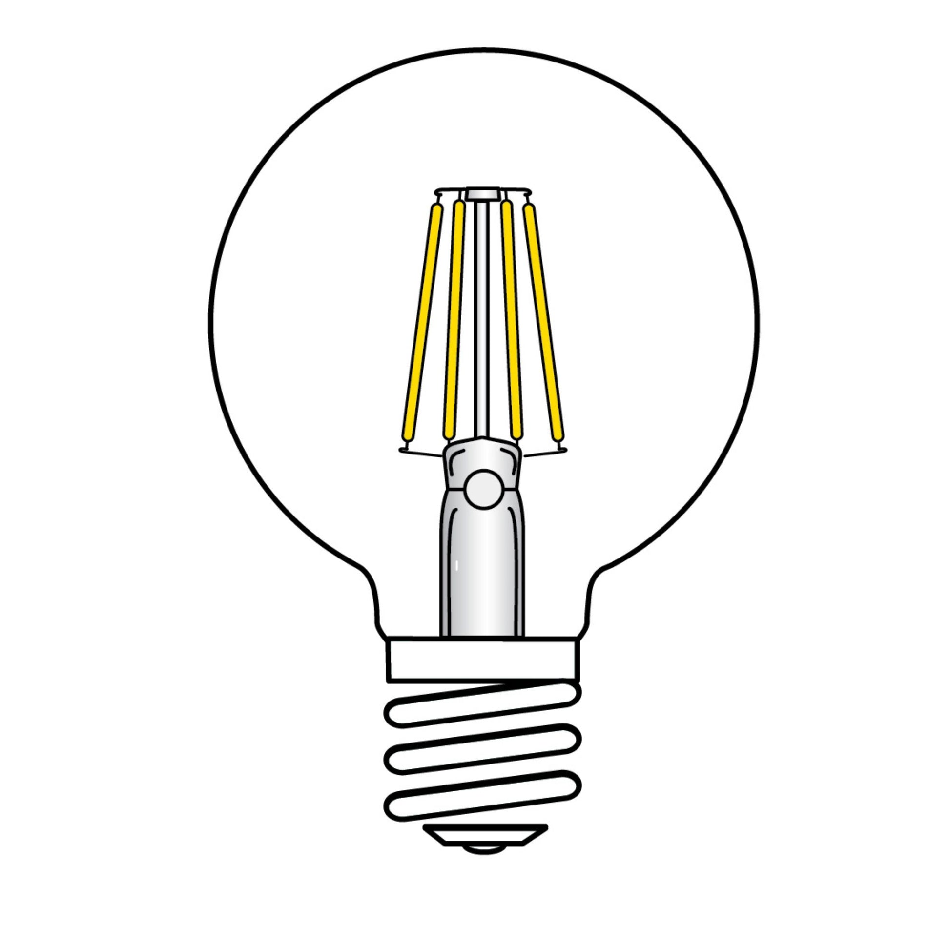G25 Filament LED Globe Bulb, 5W, 380 Lumens, 2000K, E26 Medium Base, Amber Finish - Bees Lighting