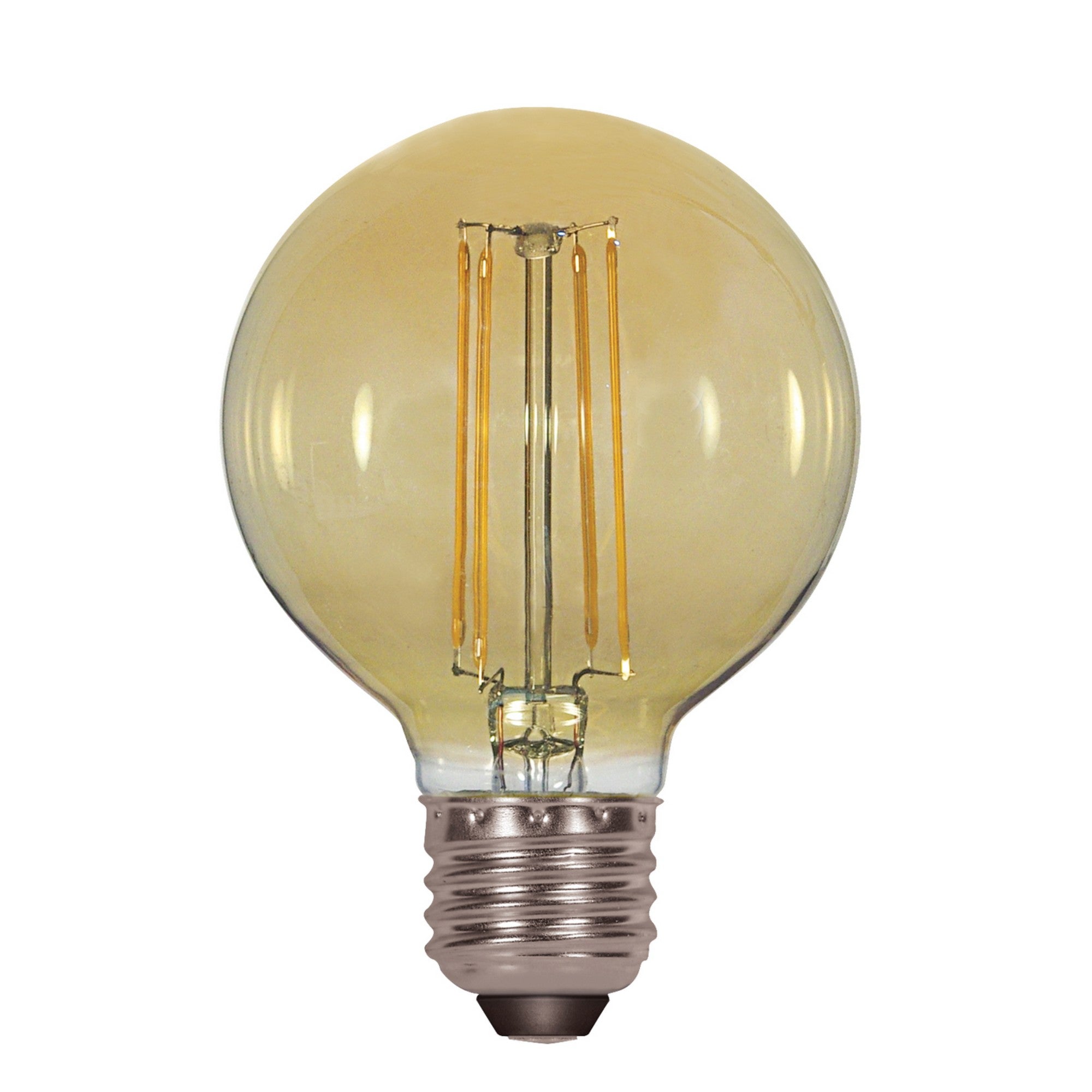 G25 Filament LED Globe Bulb, 5W, 380 Lumens, 2000K, E26 Medium Base, Amber Finish - Bees Lighting